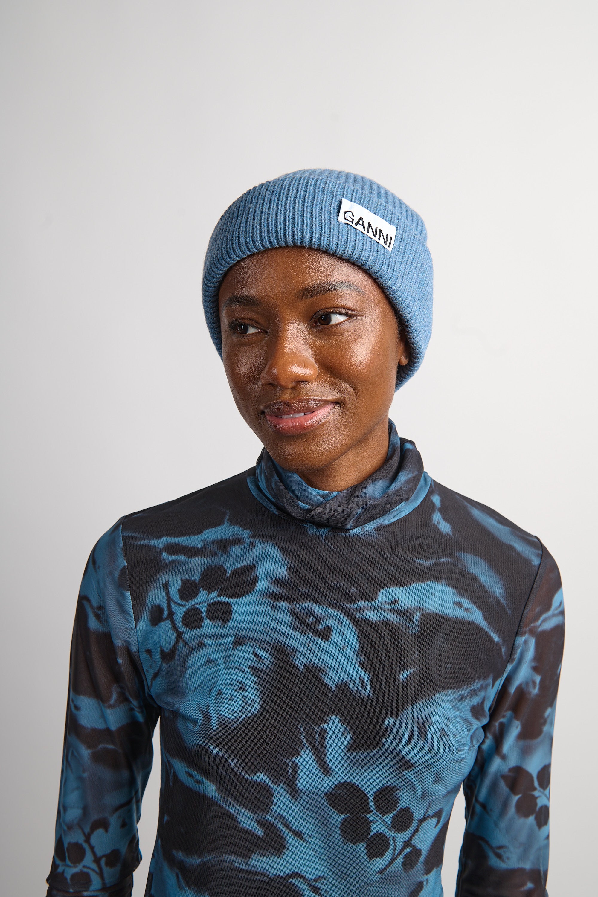 Light Structured Rib Knit Beanie - Dusty Blue