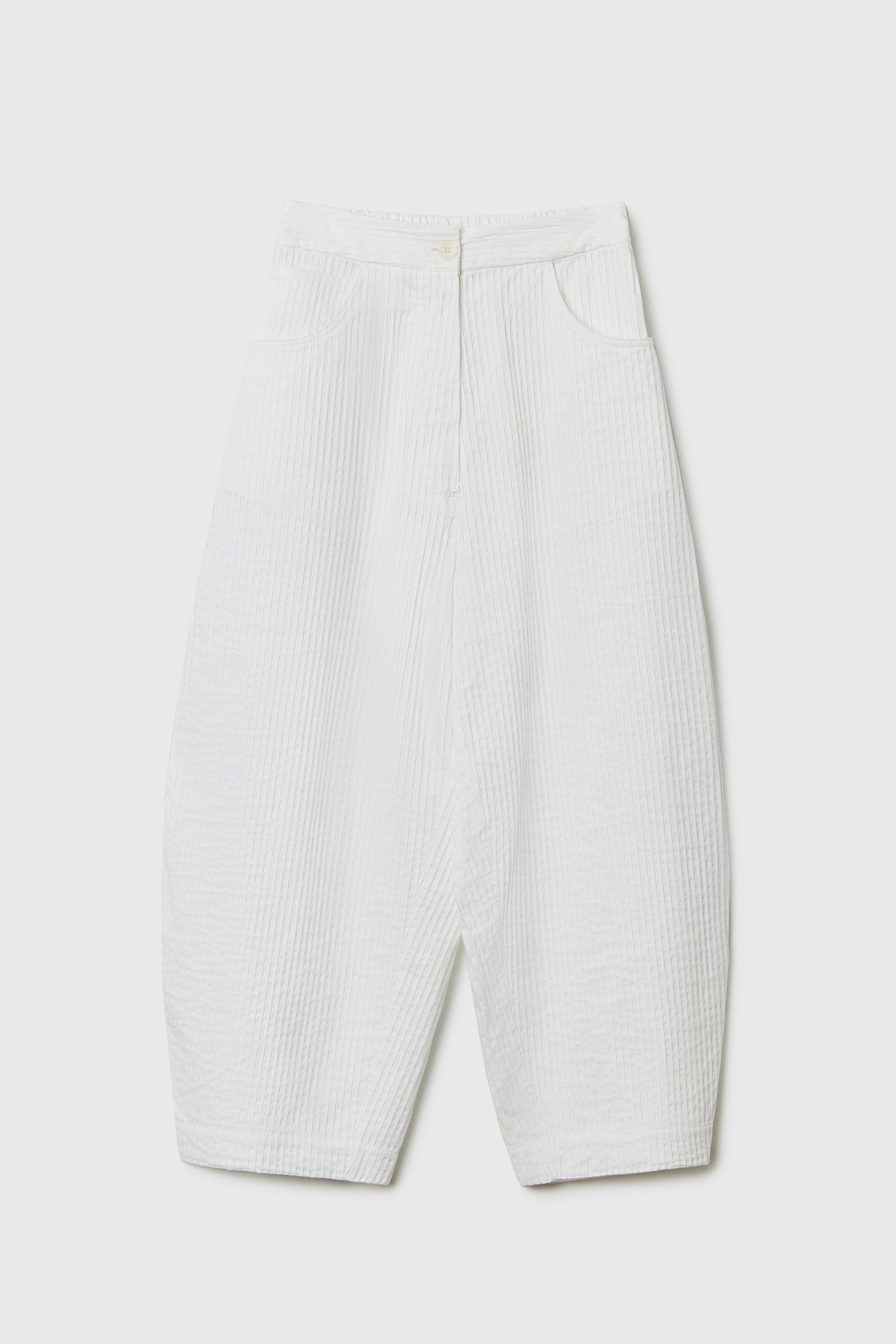 Tubular Curved Pants - White