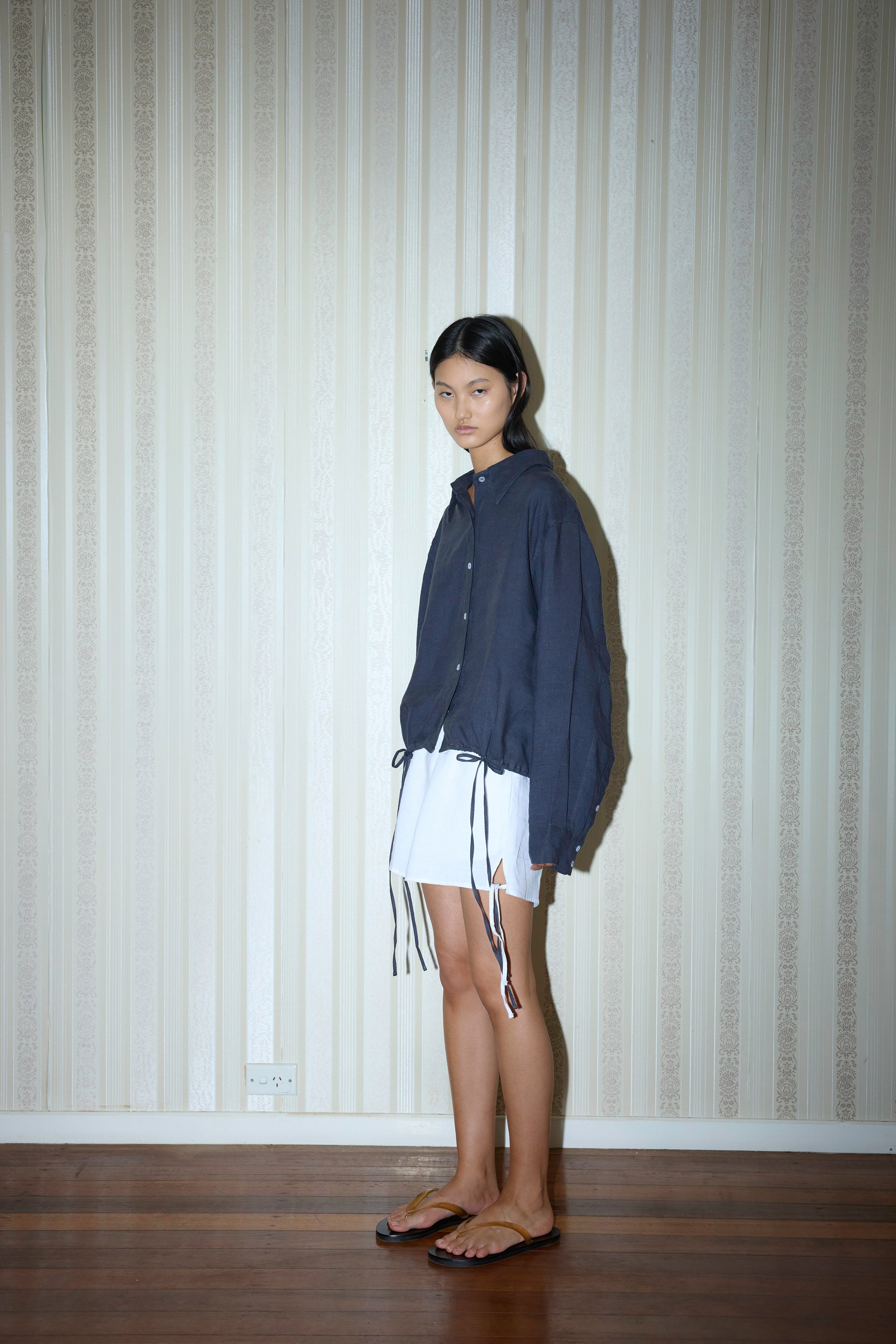 Side Tie Shorts - White