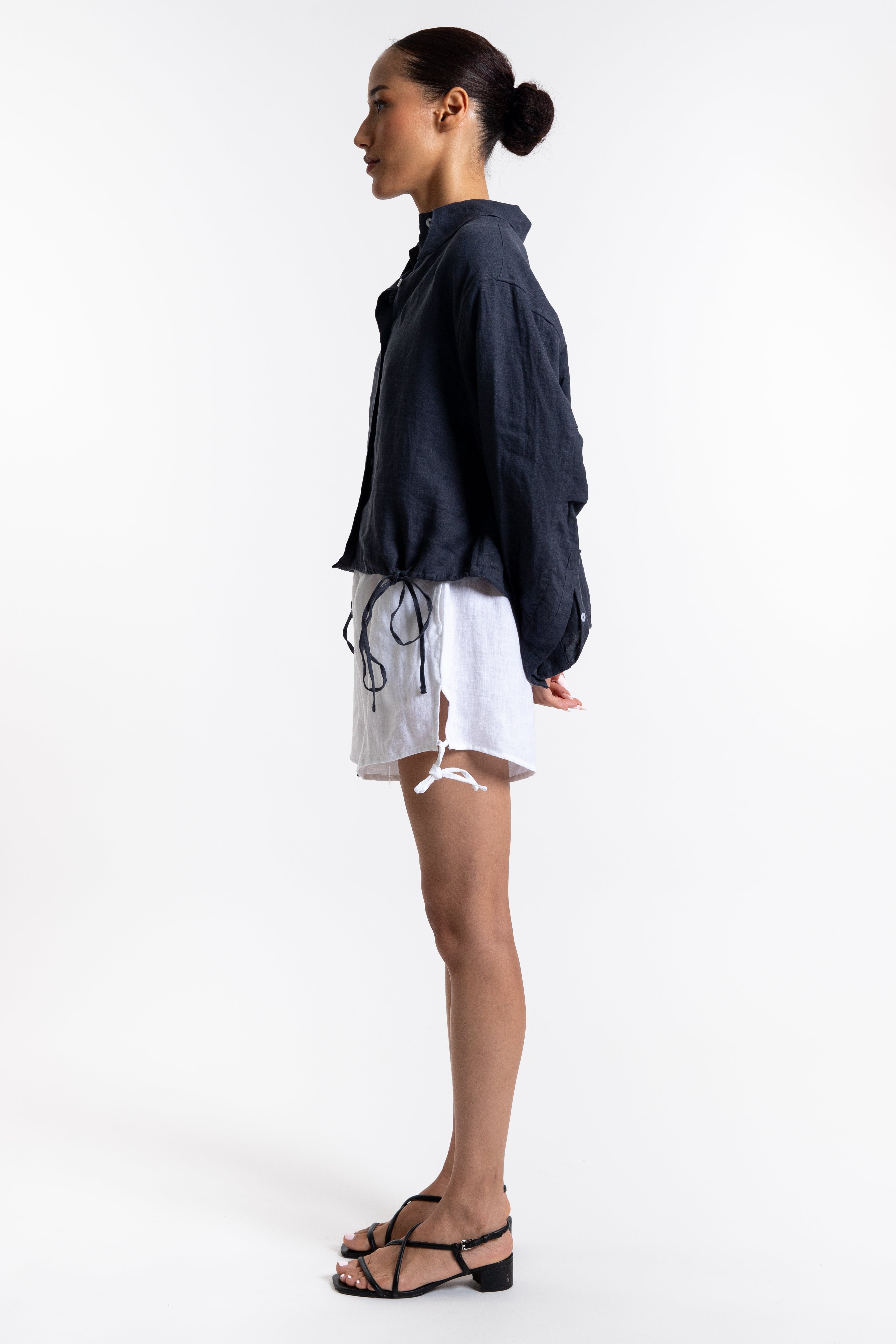 Side Tie Shorts - White