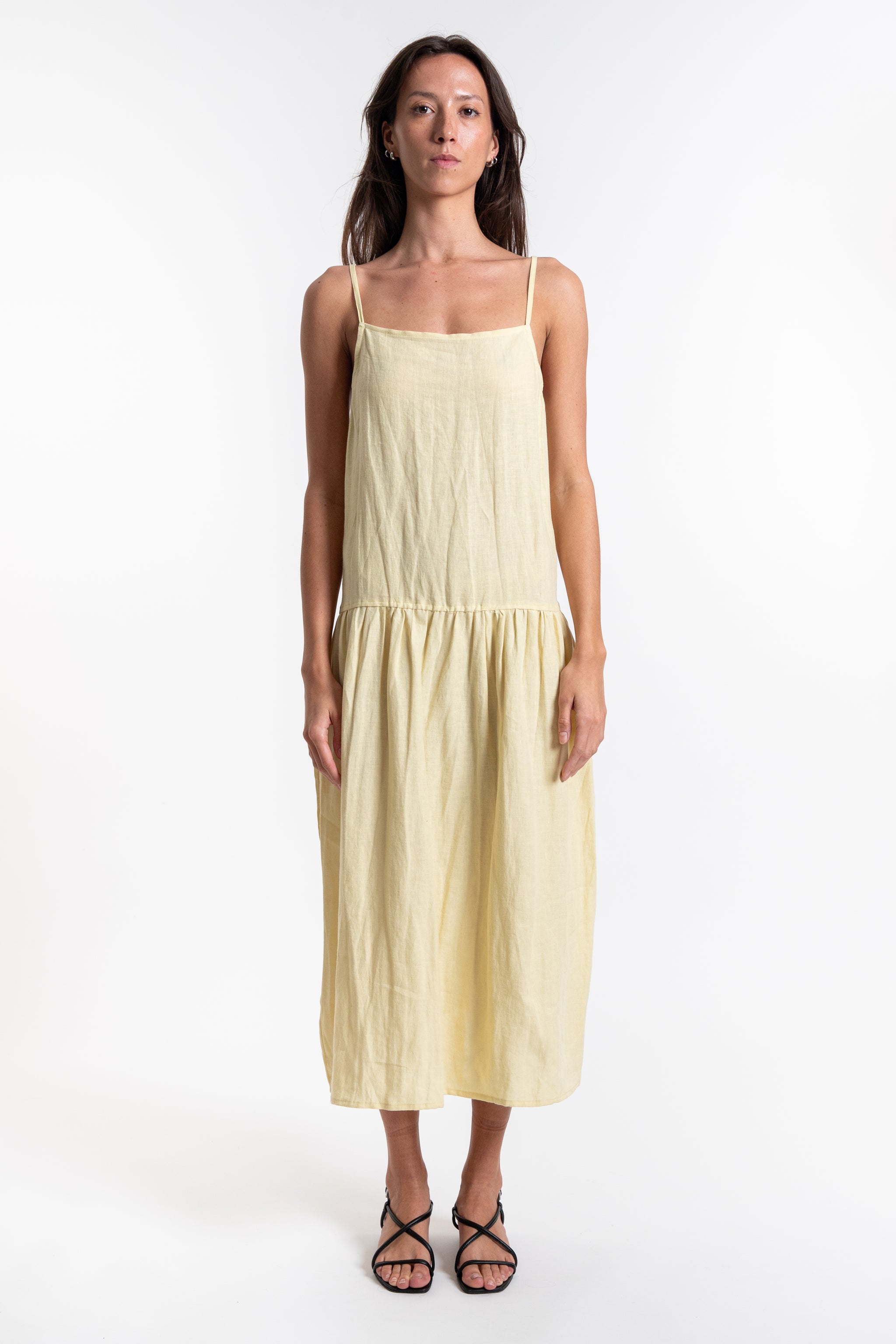 Gathered Halter Dress - Butter Yellow Gathered Halter Dress - Butter Yellow