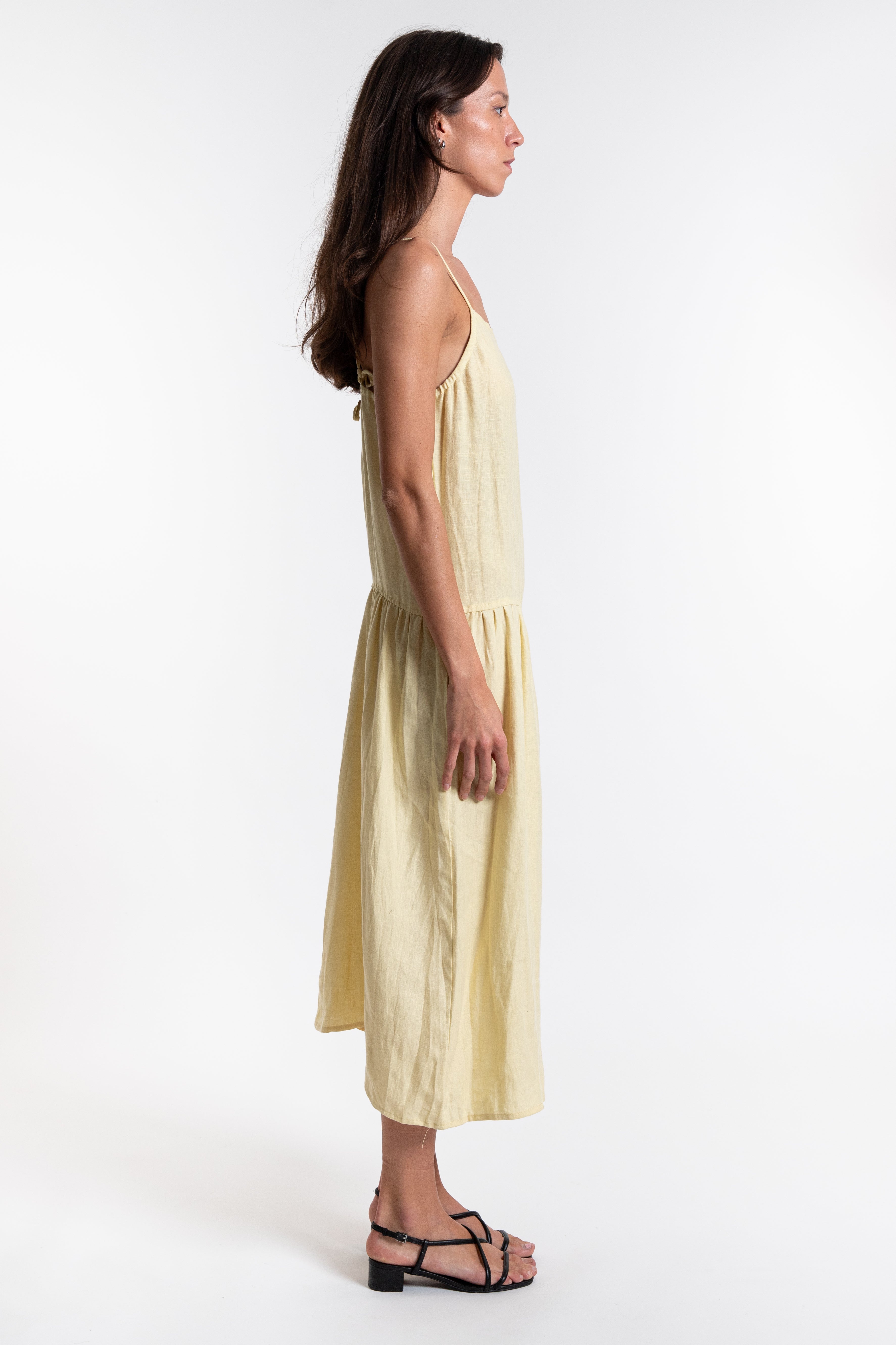 Gathered Halter Dress - Butter Yellow