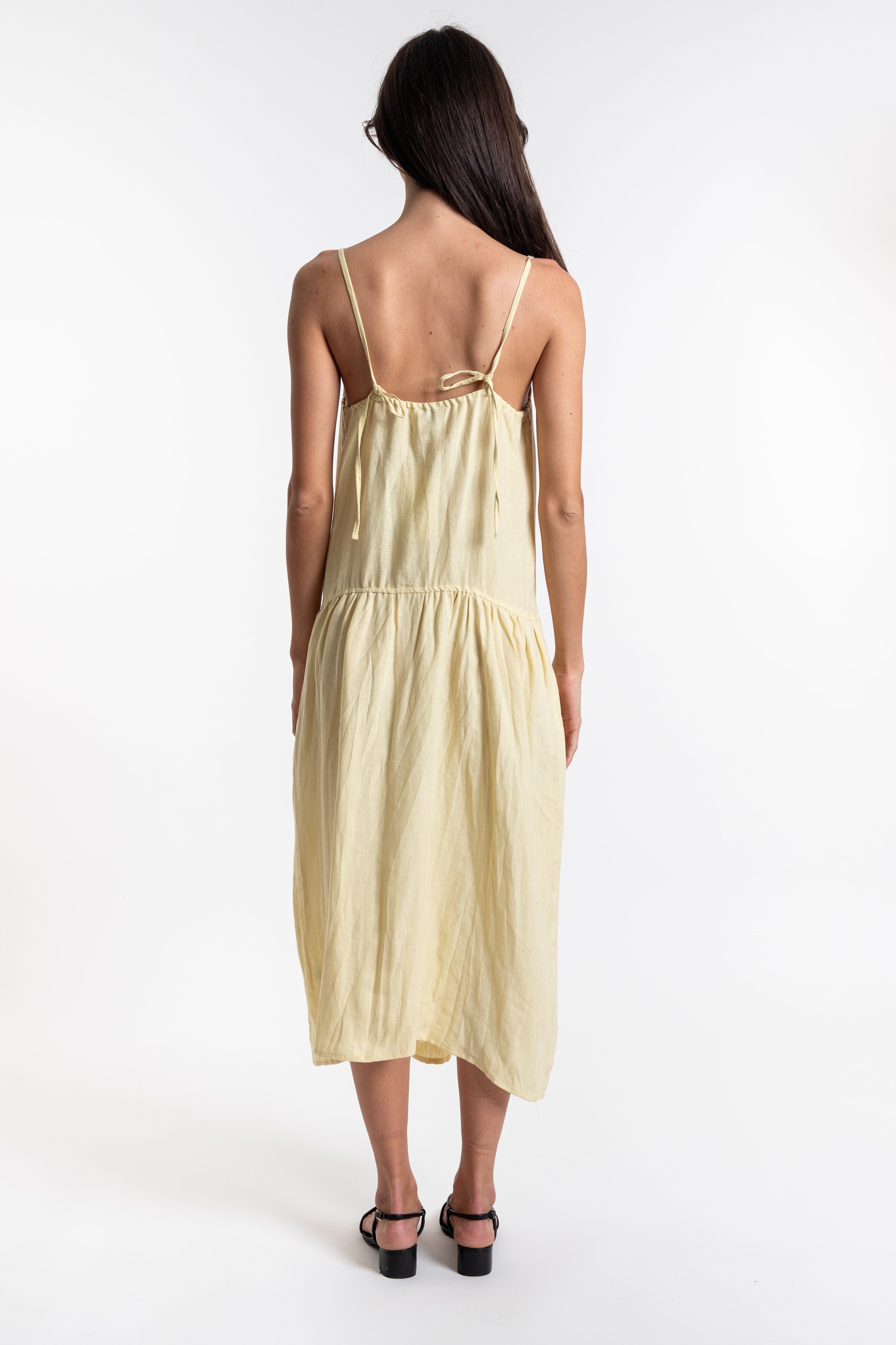 Gathered Halter Dress - Butter Yellow