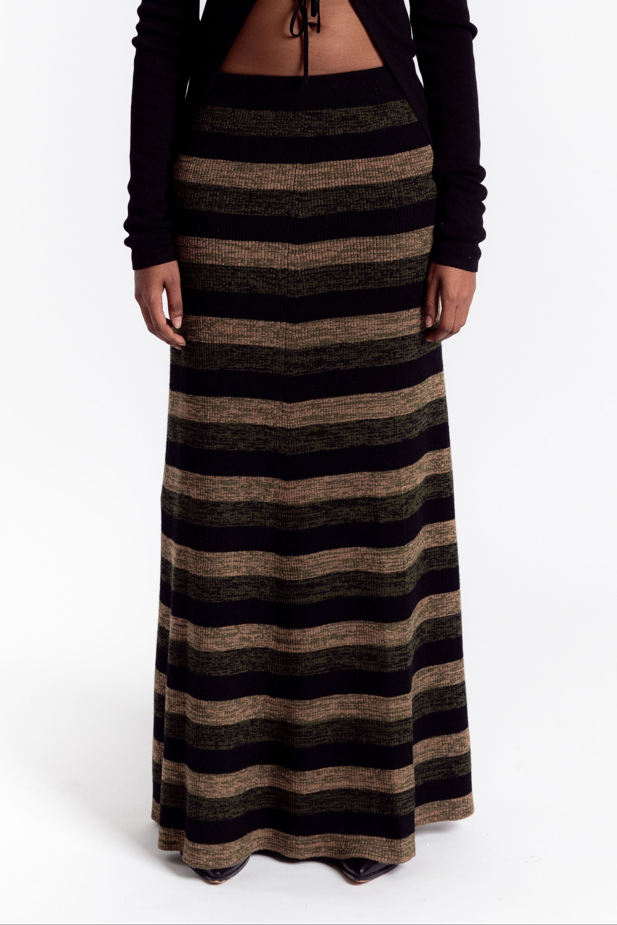 Mini Ribbed Merino Maxi Skirt - Multicolor