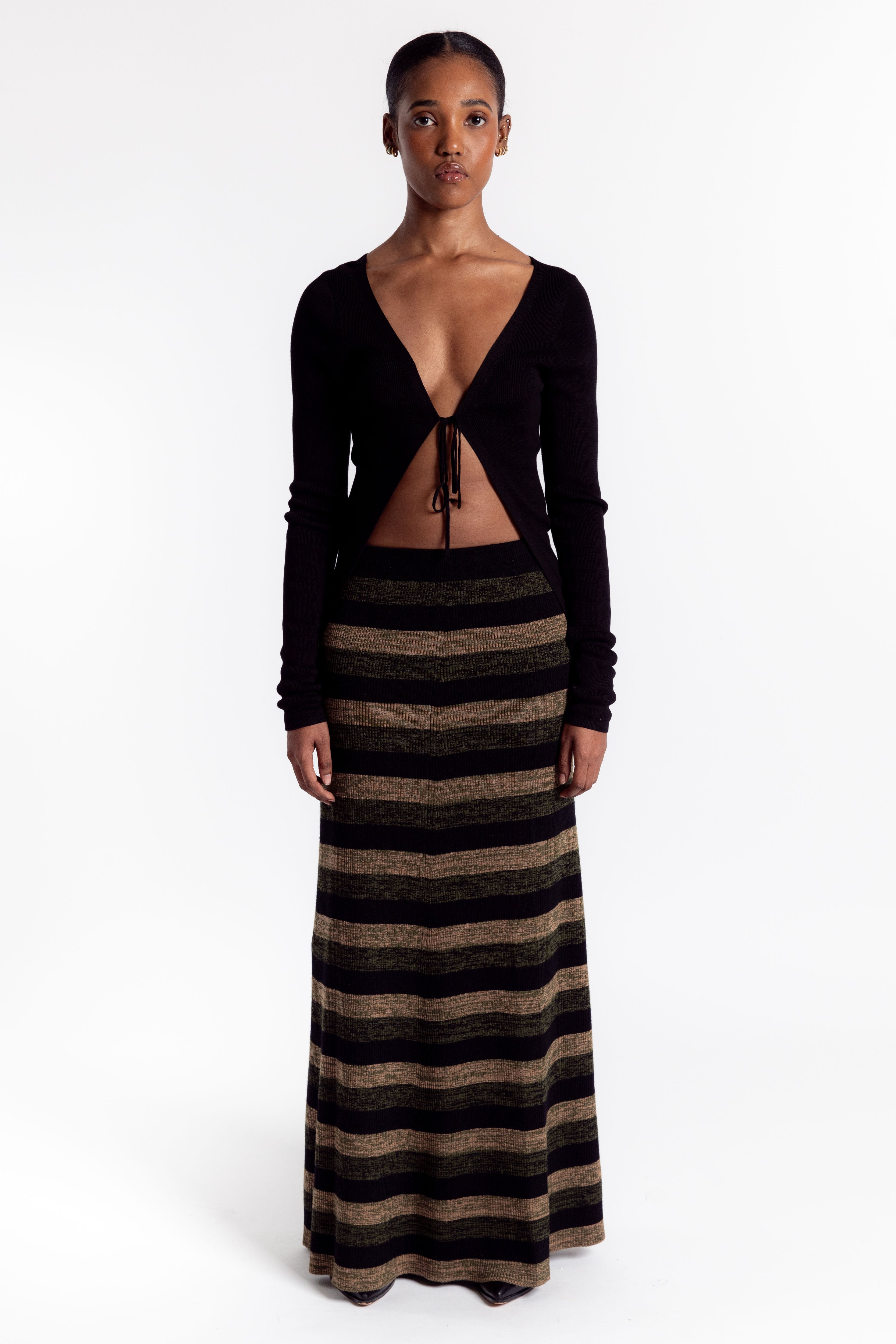 Mini Ribbed Merino Maxi Skirt - Multicolor