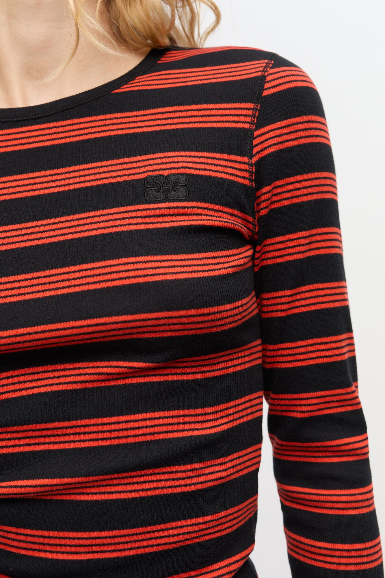 Soft Cotton Rib Striped Long Sleeve - Red Alert