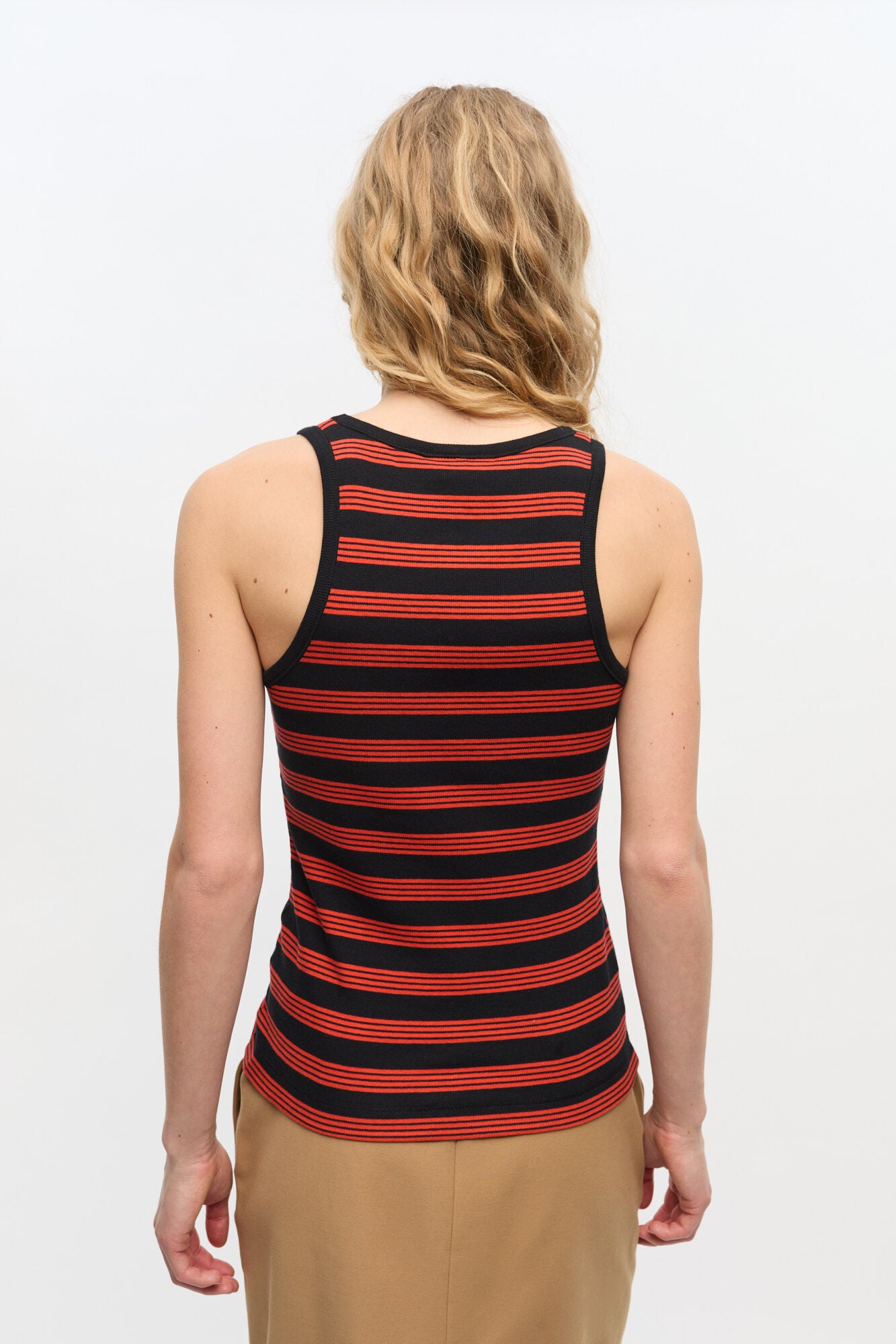 Soft Cotton Rib Striped Tank Top - Red Alert