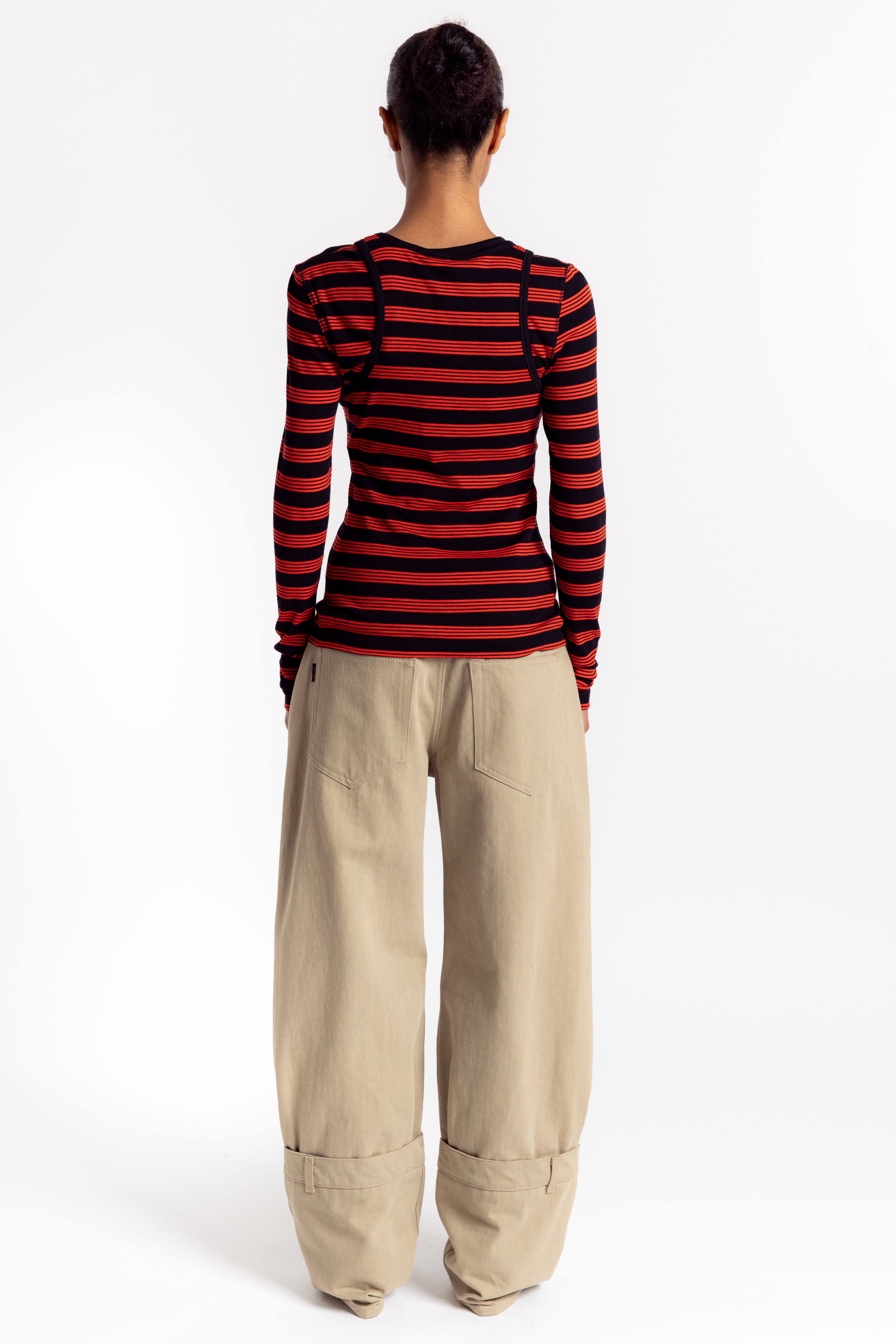 Soft Cotton Rib Striped Long Sleeve - Red Alert