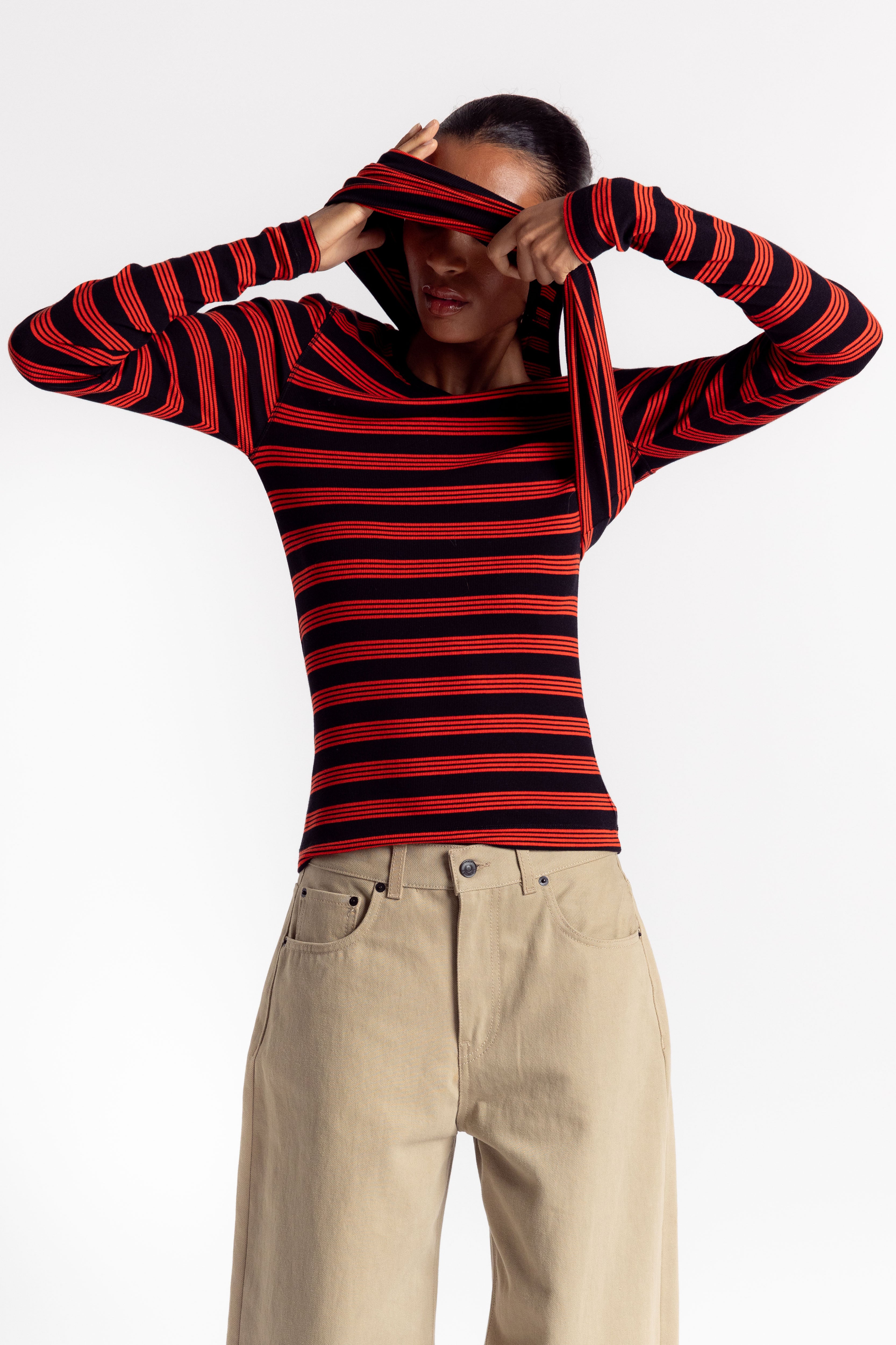 Soft Cotton Rib Striped Long Sleeve - Red Alert