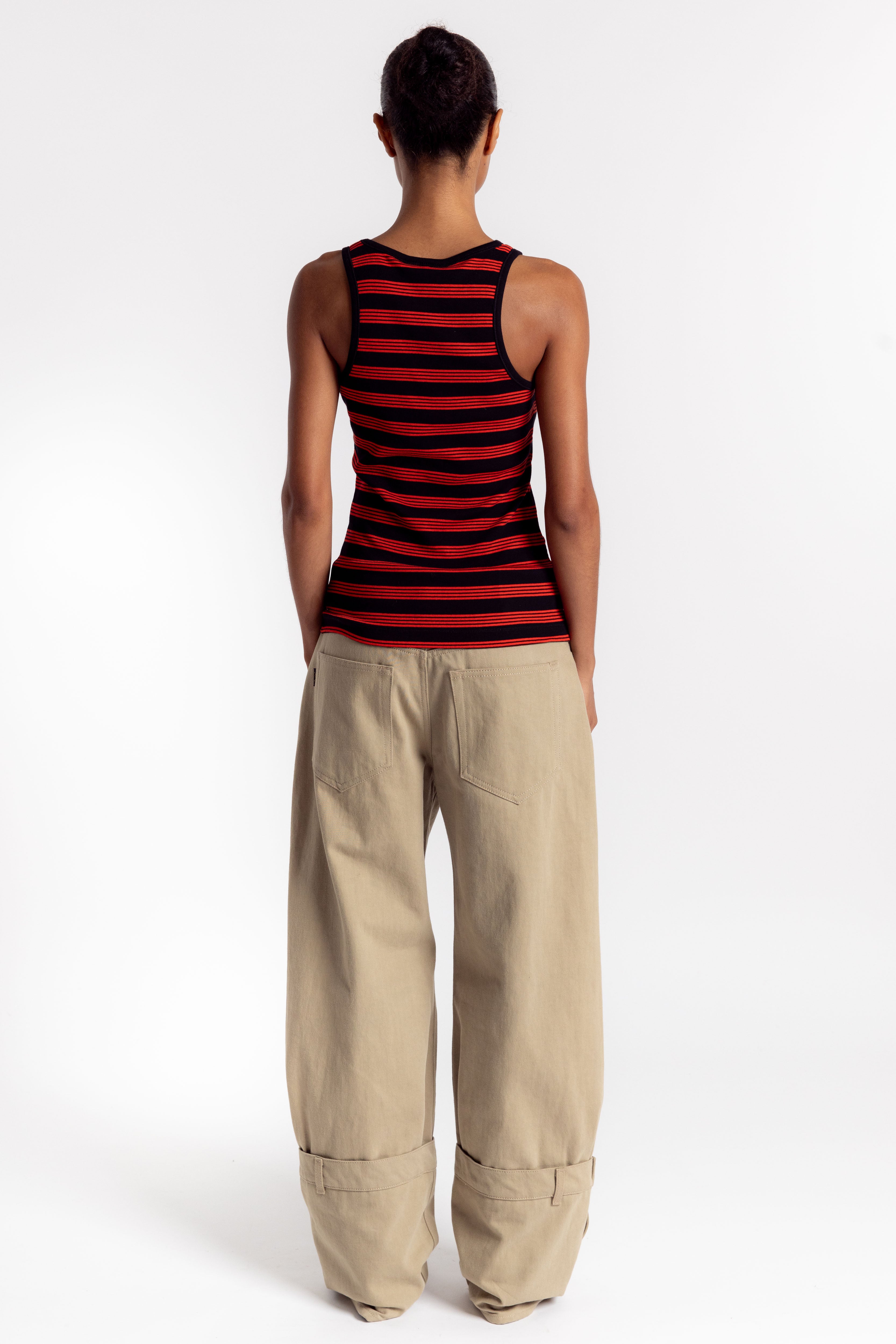 Soft Cotton Rib Striped Tank Top - Red Alert