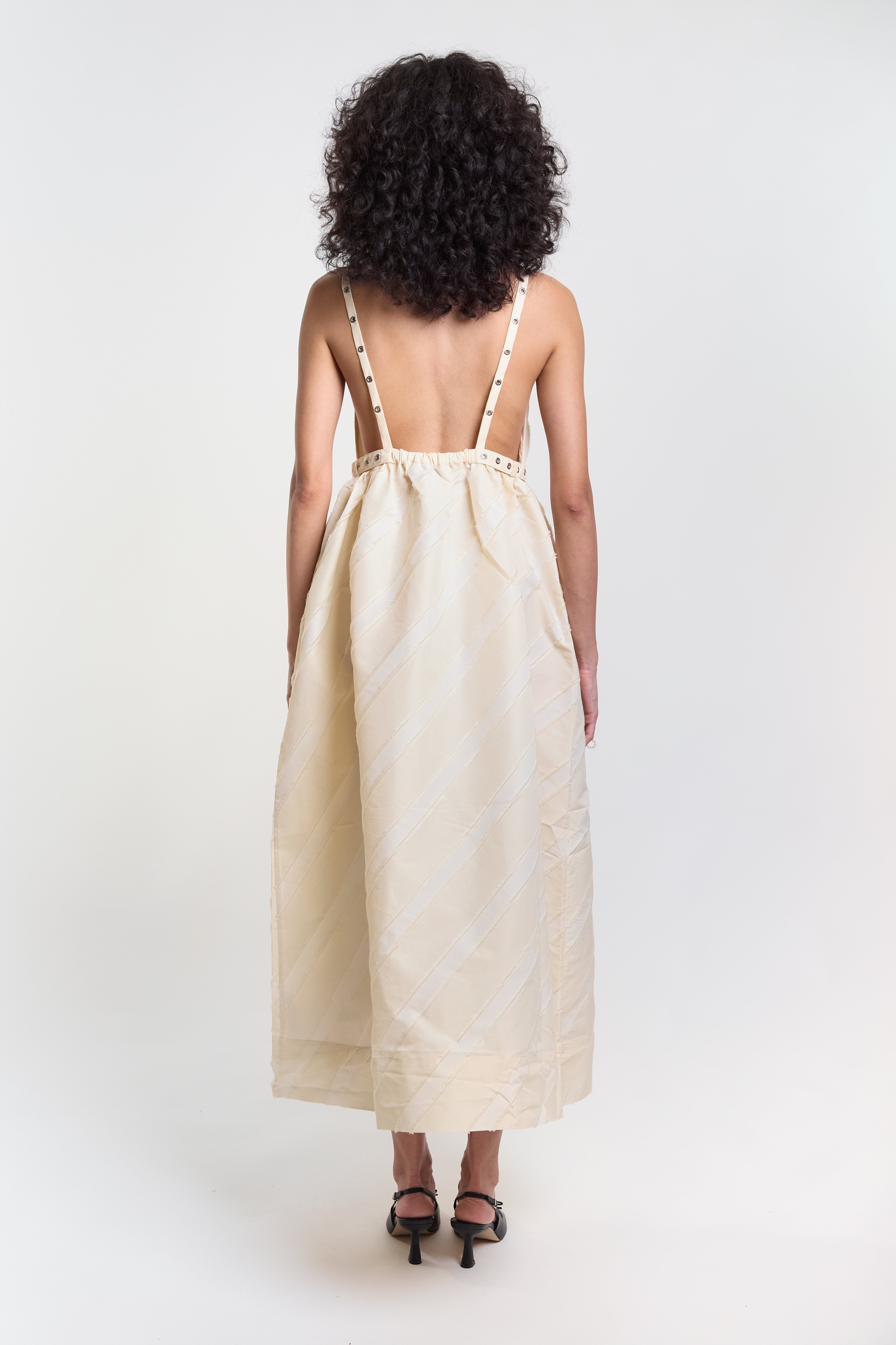 Taffeta Strap Dress - Egret
