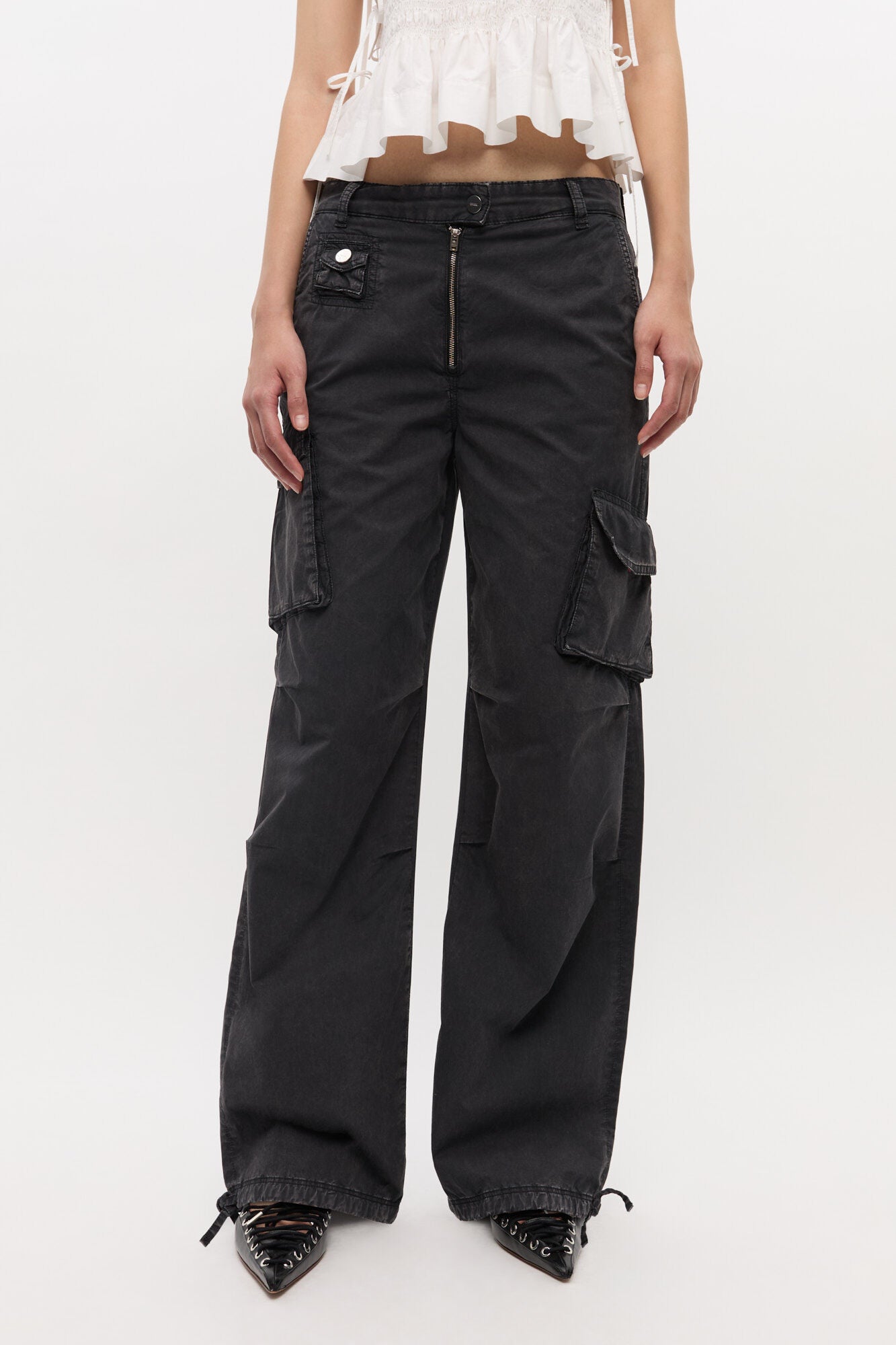 Washed Cotton Twill Pants - Phantom