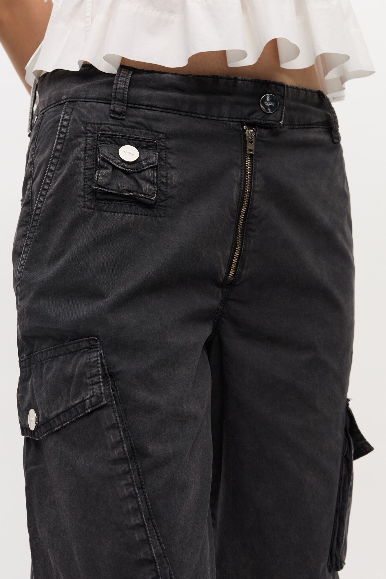 Washed Cotton Twill Pants - Phantom
