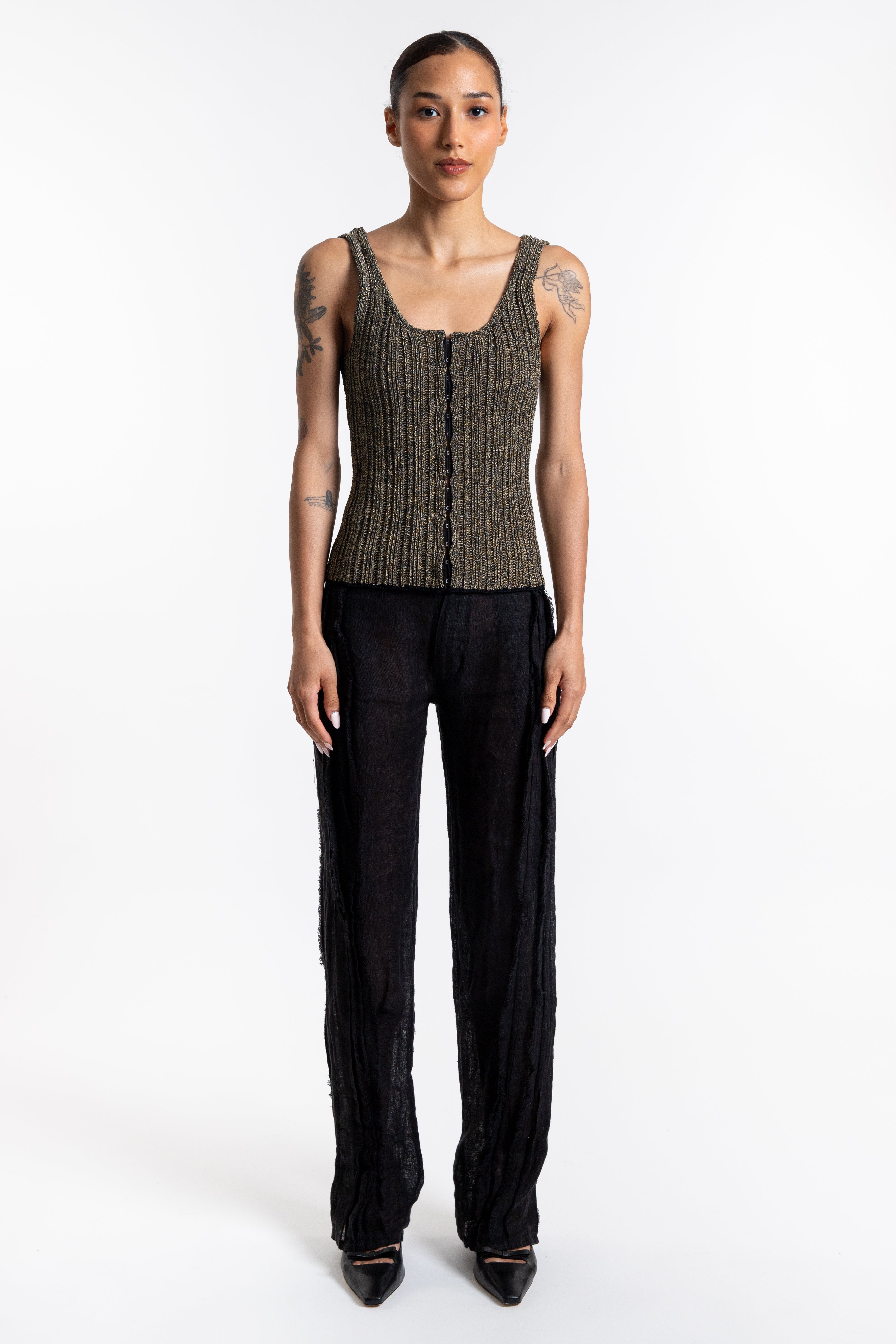 Fringe Unhinged Pleated Pants - Black