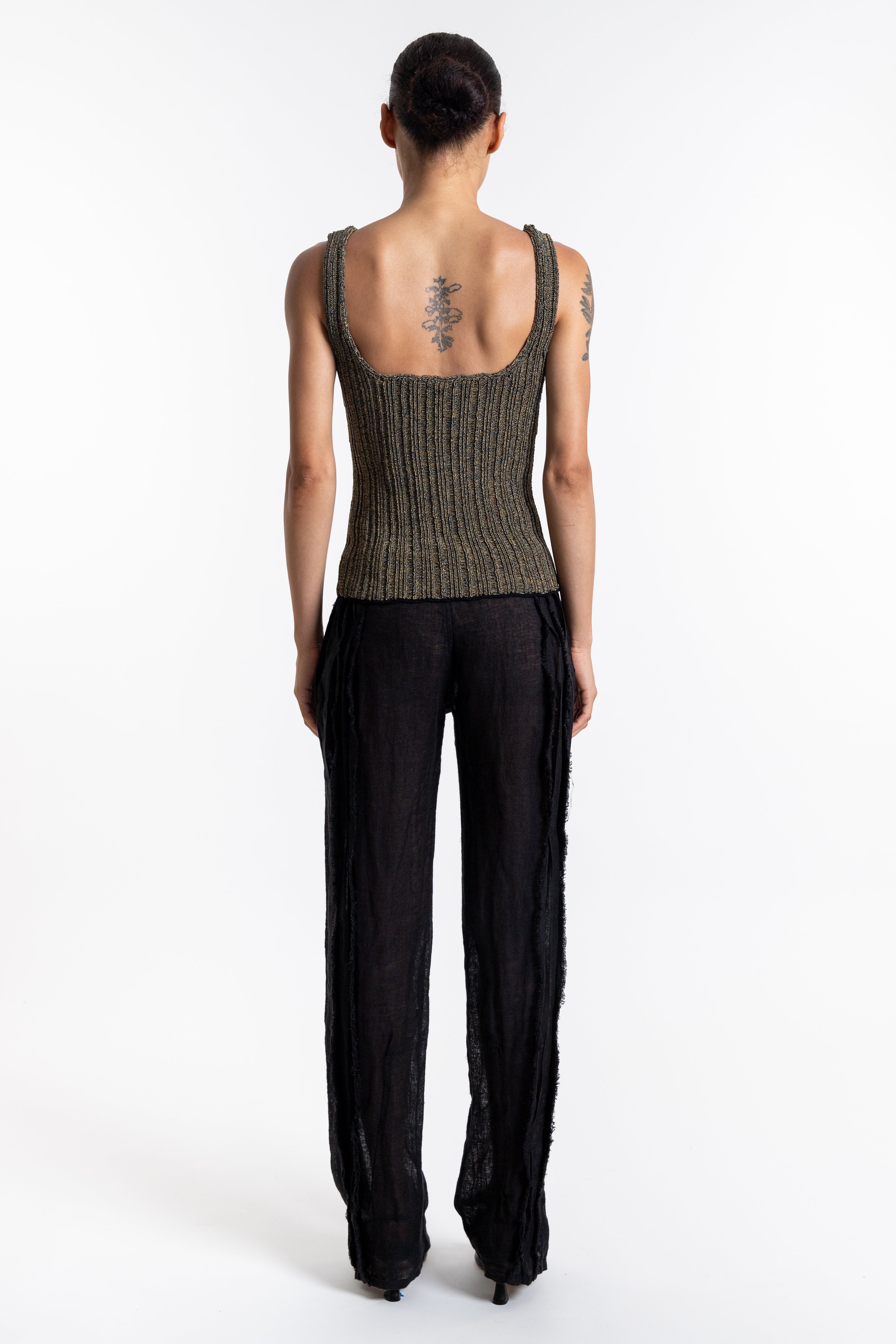Fringe Unhinged Pleated Pants - Black