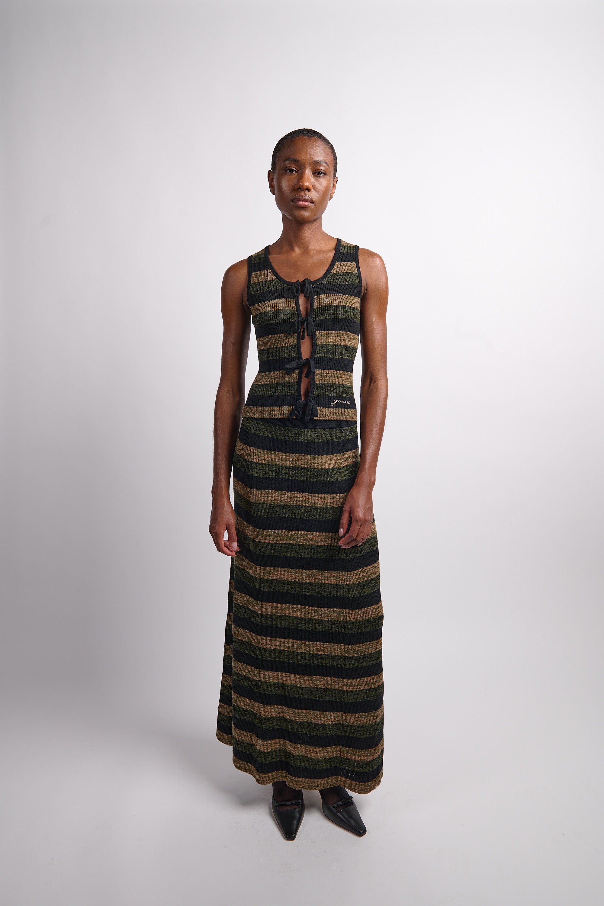 Mini Ribbed Merino Maxi Skirt - Multicolor