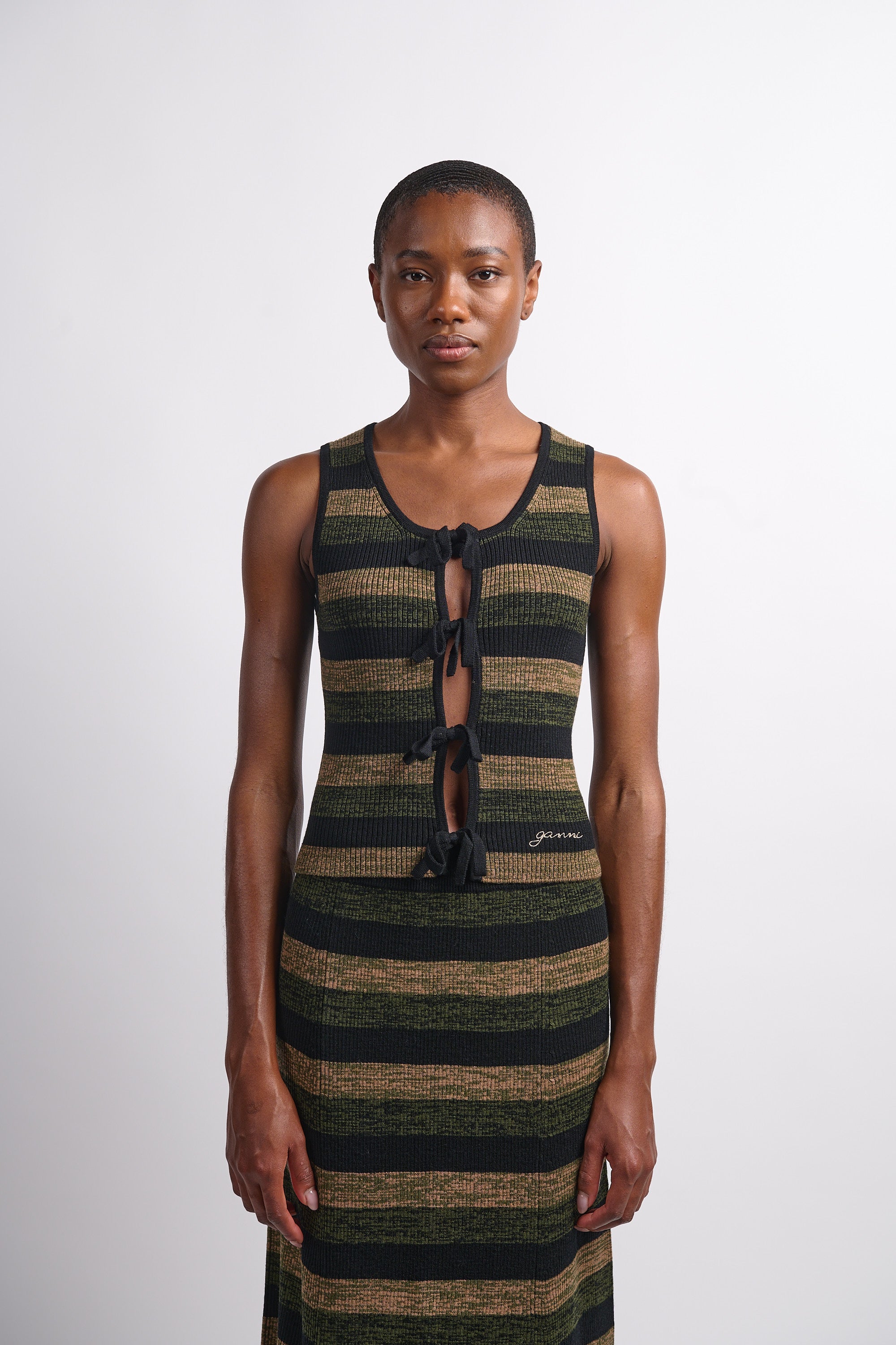 Mini Ribbed Merino Tie Top - Multicolor