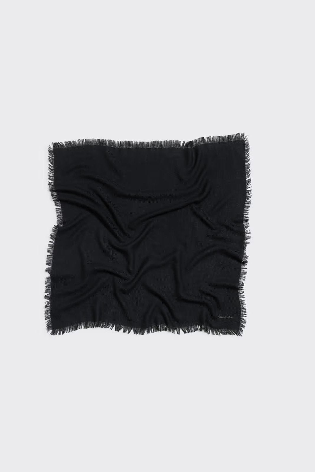 Fine Wool Scarf Fringed - Black