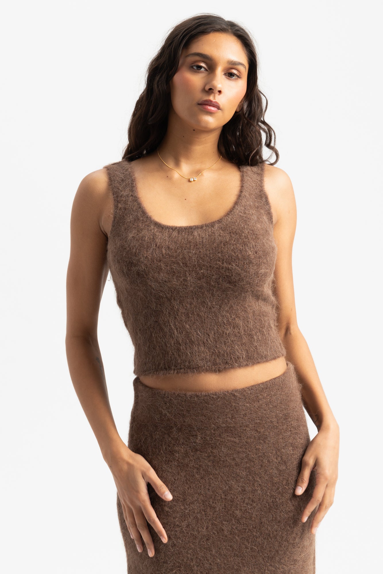 Fure Soft Fluffy Top - Dk Brown