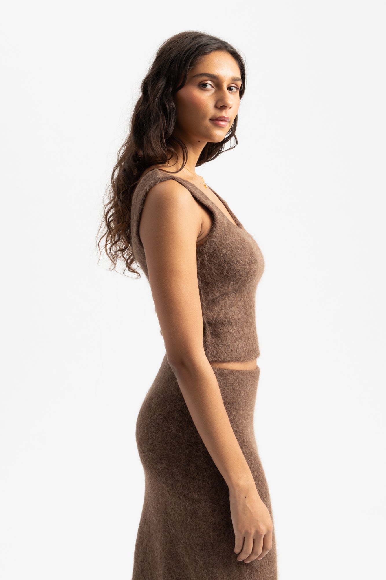Fure Soft Fluffy Top - Dk Brown
