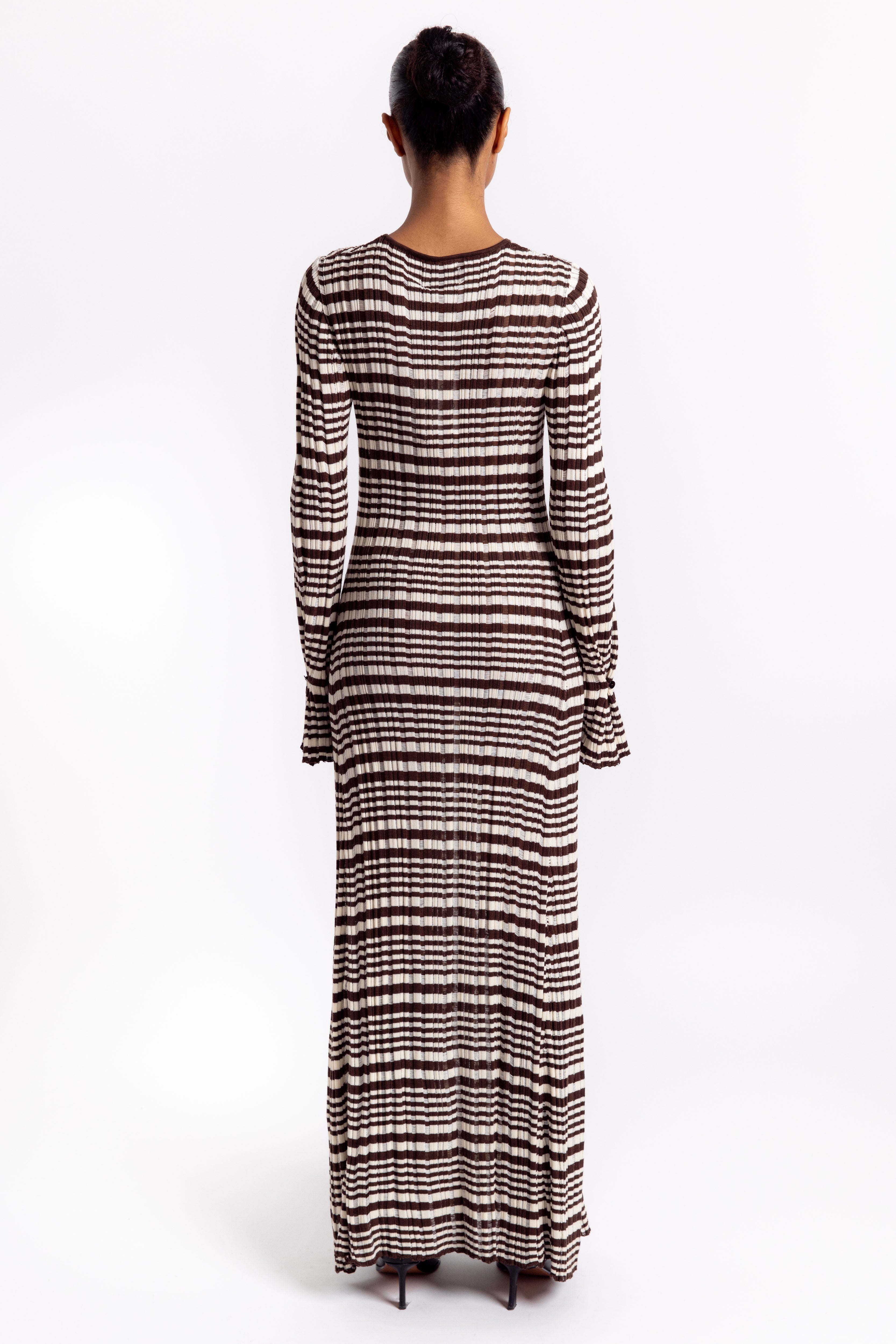 Rib Stripe Dress - Brown Mix