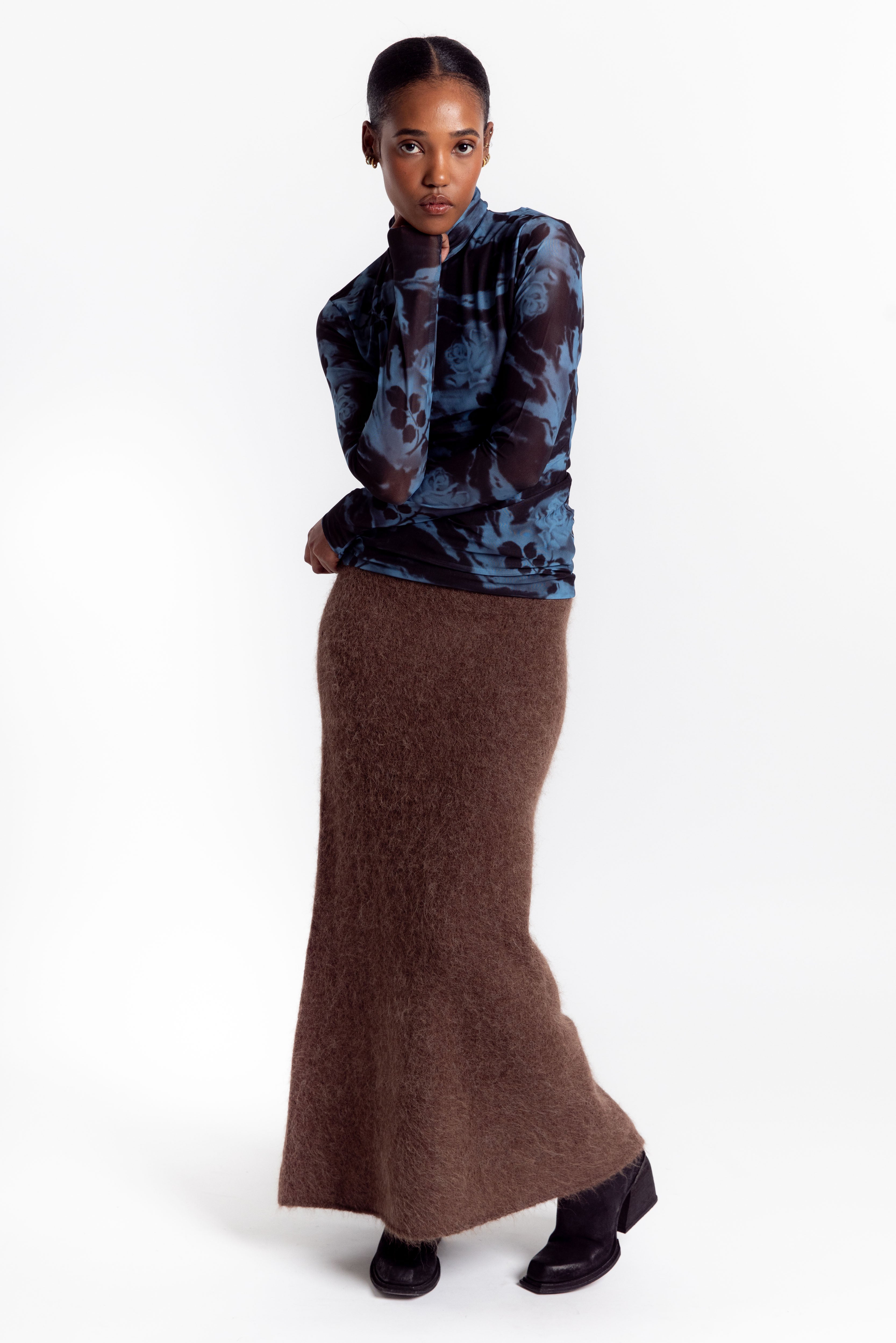 Fure Soft Fluffy Skirt - Dk Brown