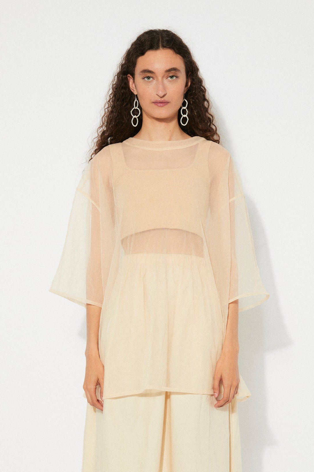 Eduli Oversized Sheer Tee - Beige