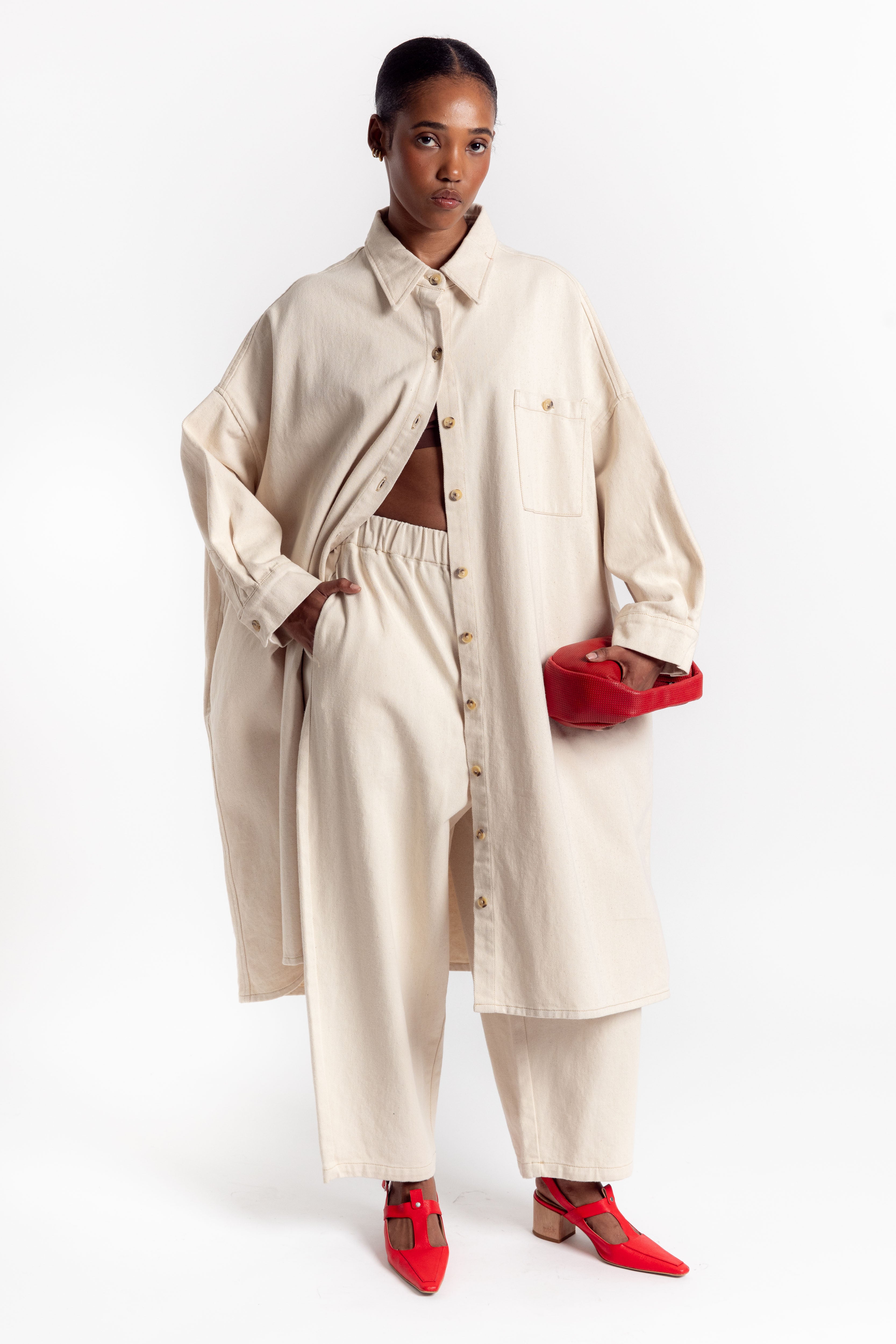 Pica Shirt Dress - Natural