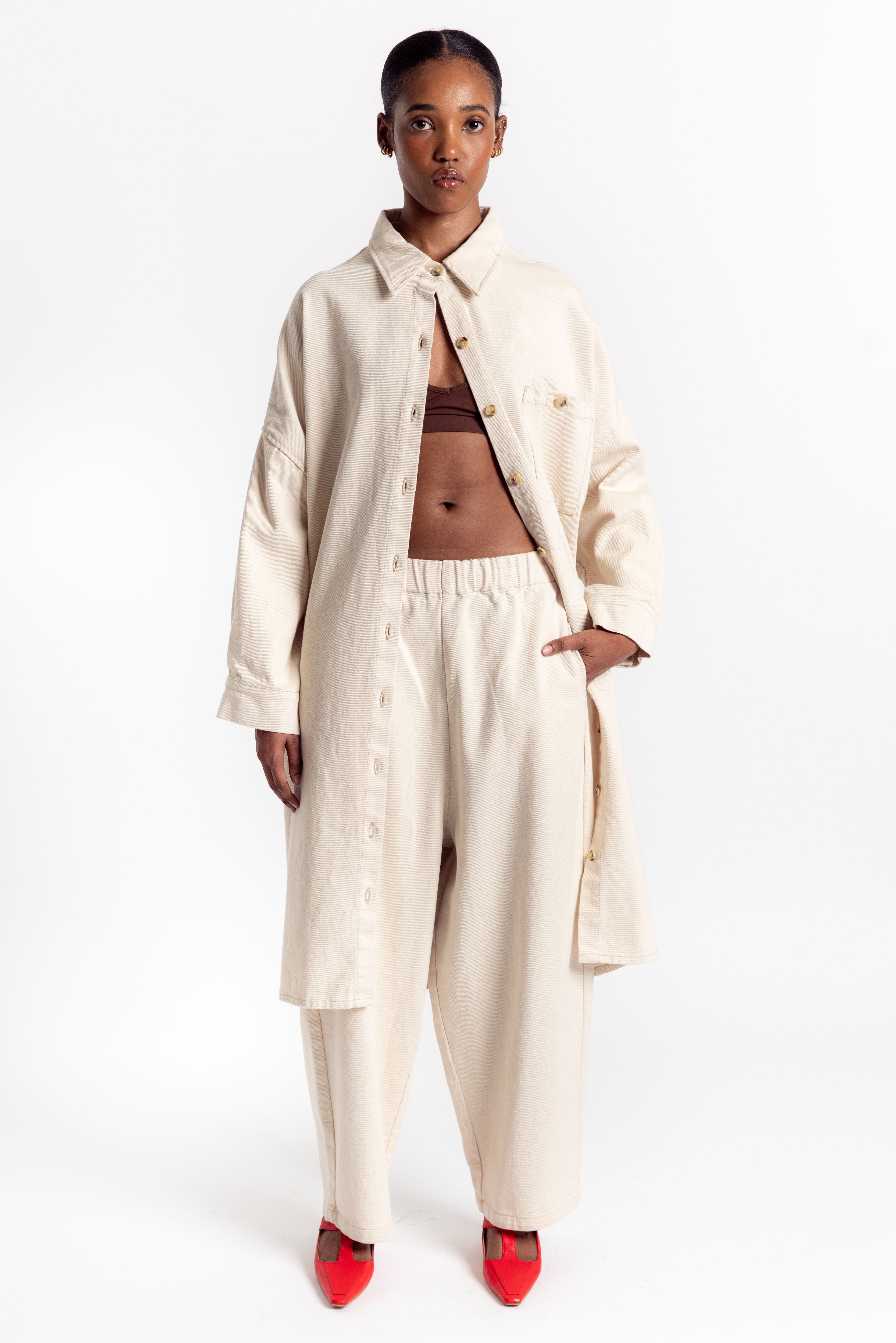 Pica Shirt Dress - Natural