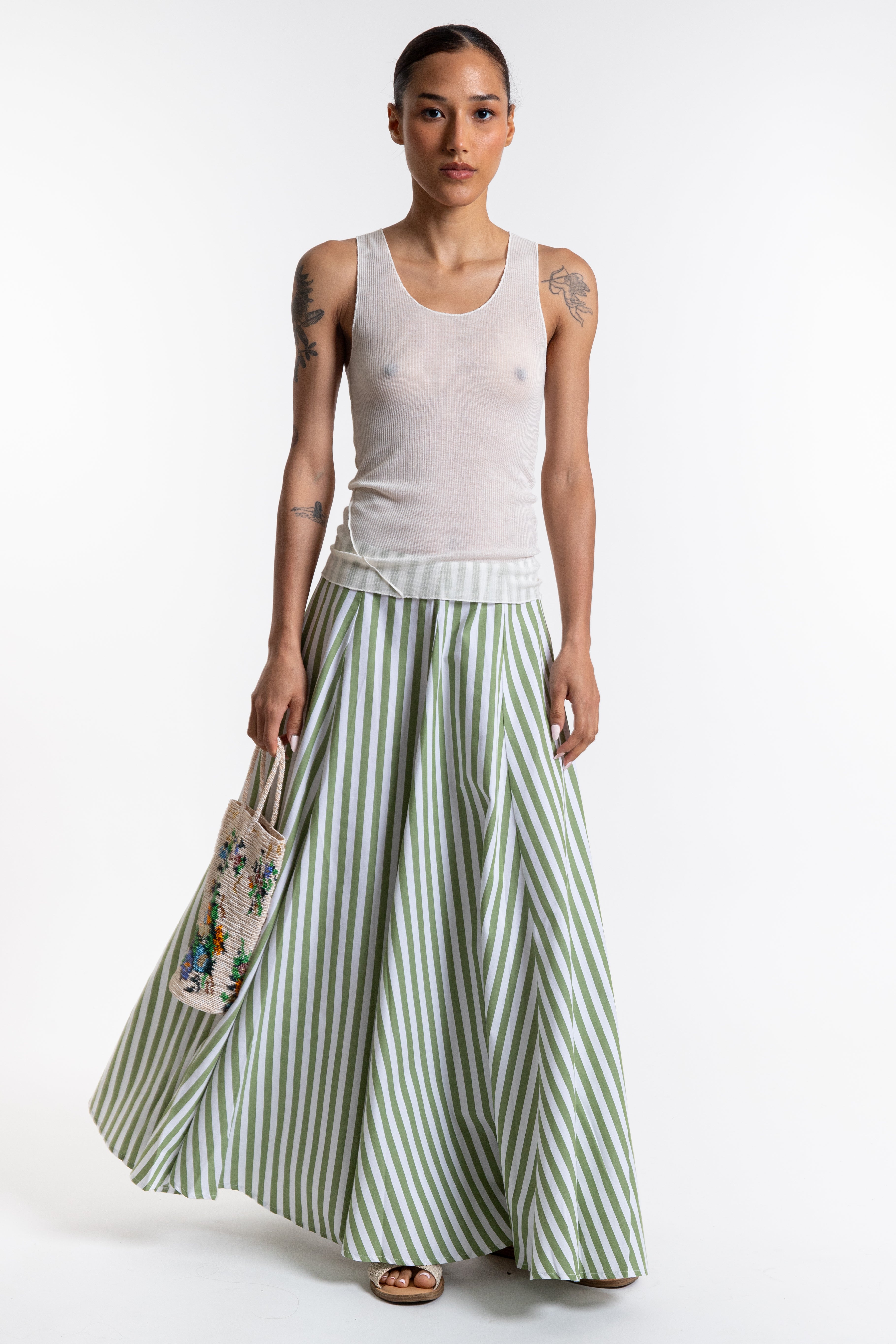 Vitalis Skirt - Green Stripes