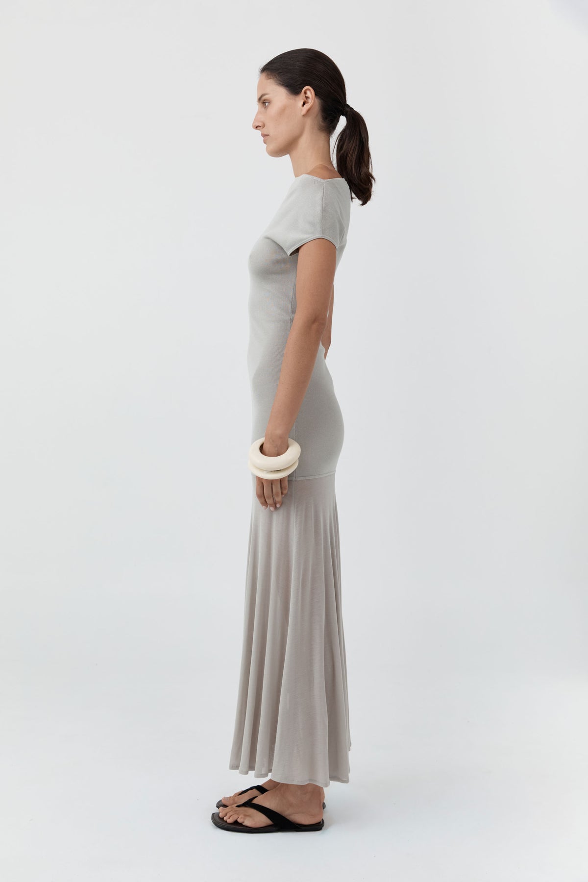 Fine Jersey Circle Hem Dress - Soft Ash