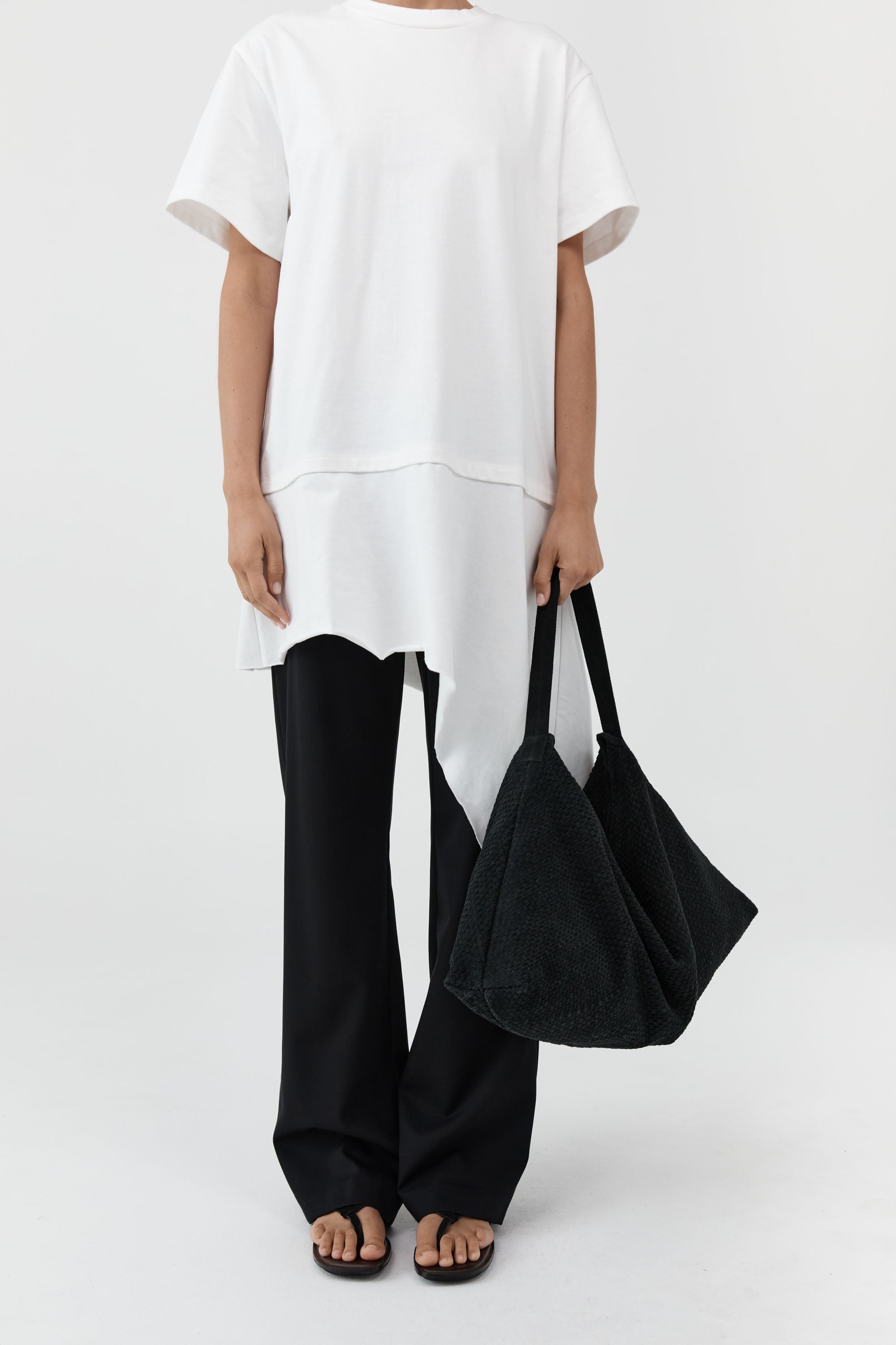 Suede Woven Hobo Bag - Washed Black