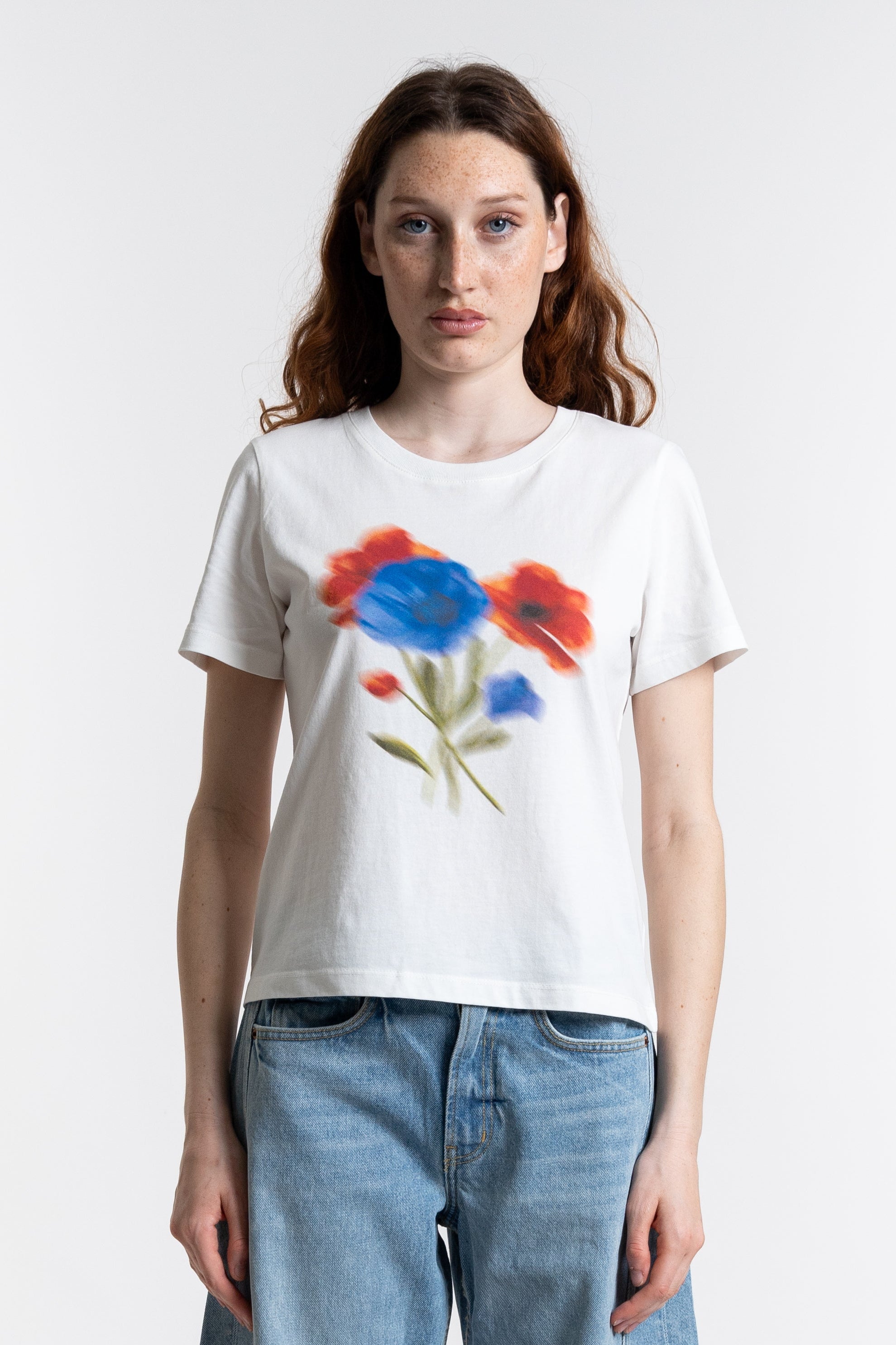 Blurry Flower Ida Tee - White