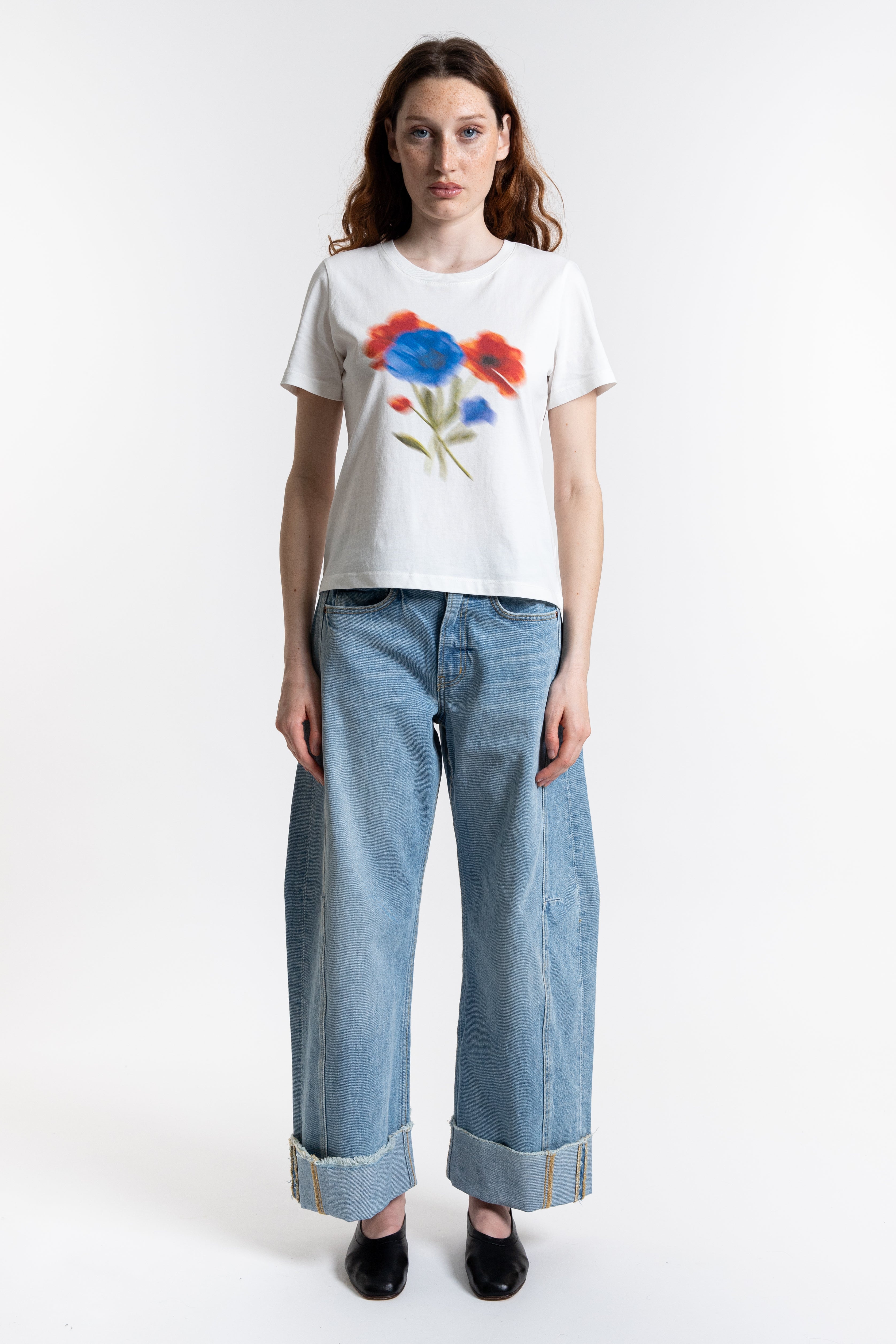Blurry Flower Ida Tee - White