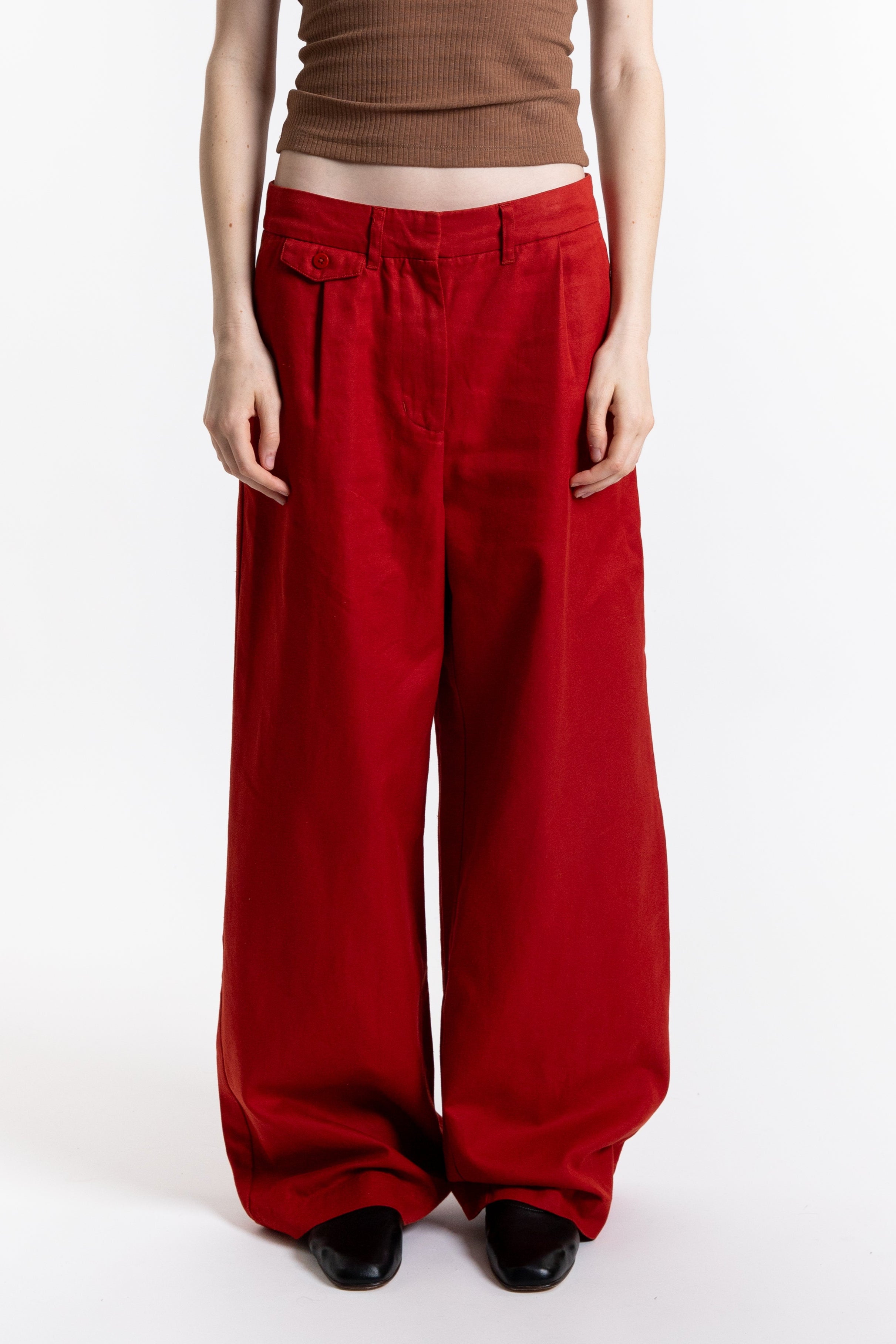 Orange Red Hemp Pat Pants - Orange Red