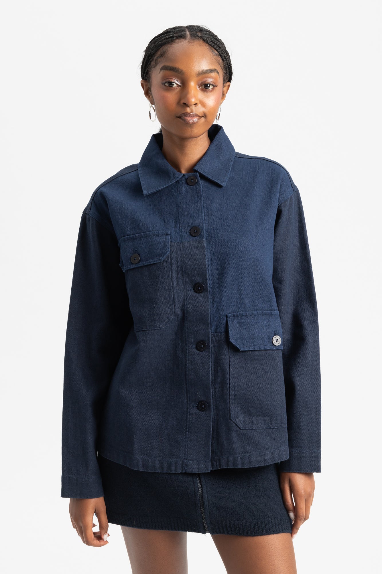 Herringbone Zaha Jacket - Blue Night