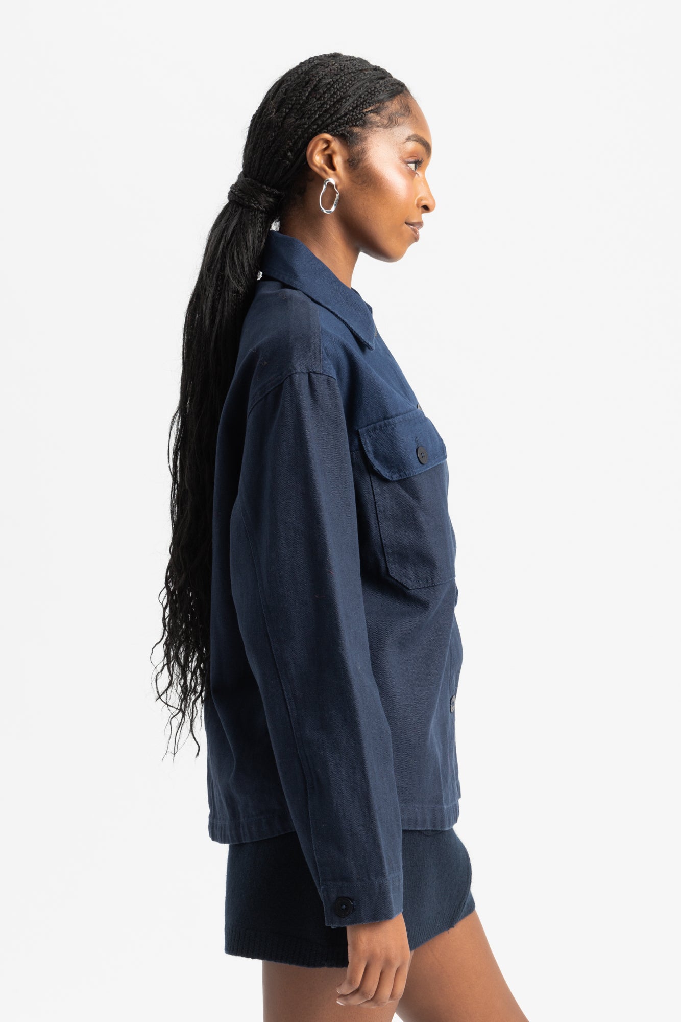 Herringbone Zaha Jacket - Blue Night