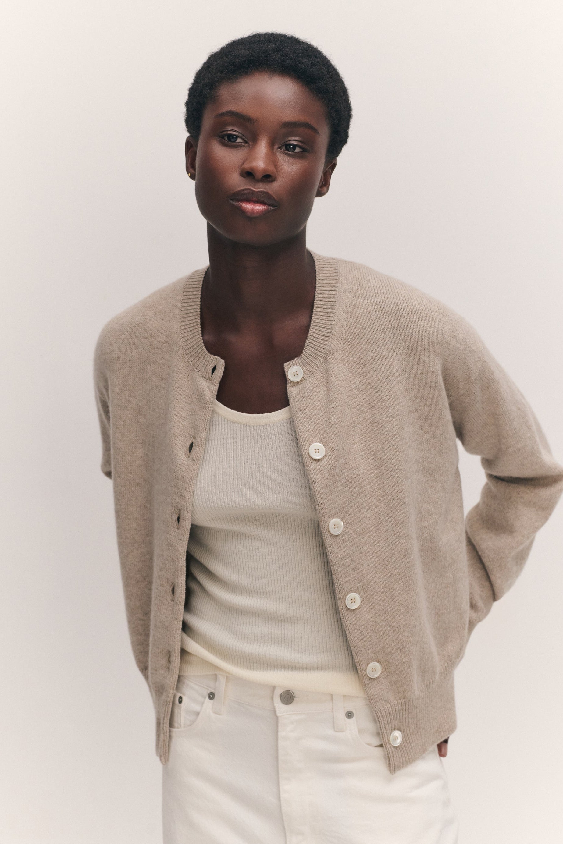 Ada Crewneck Cardigan - Oat