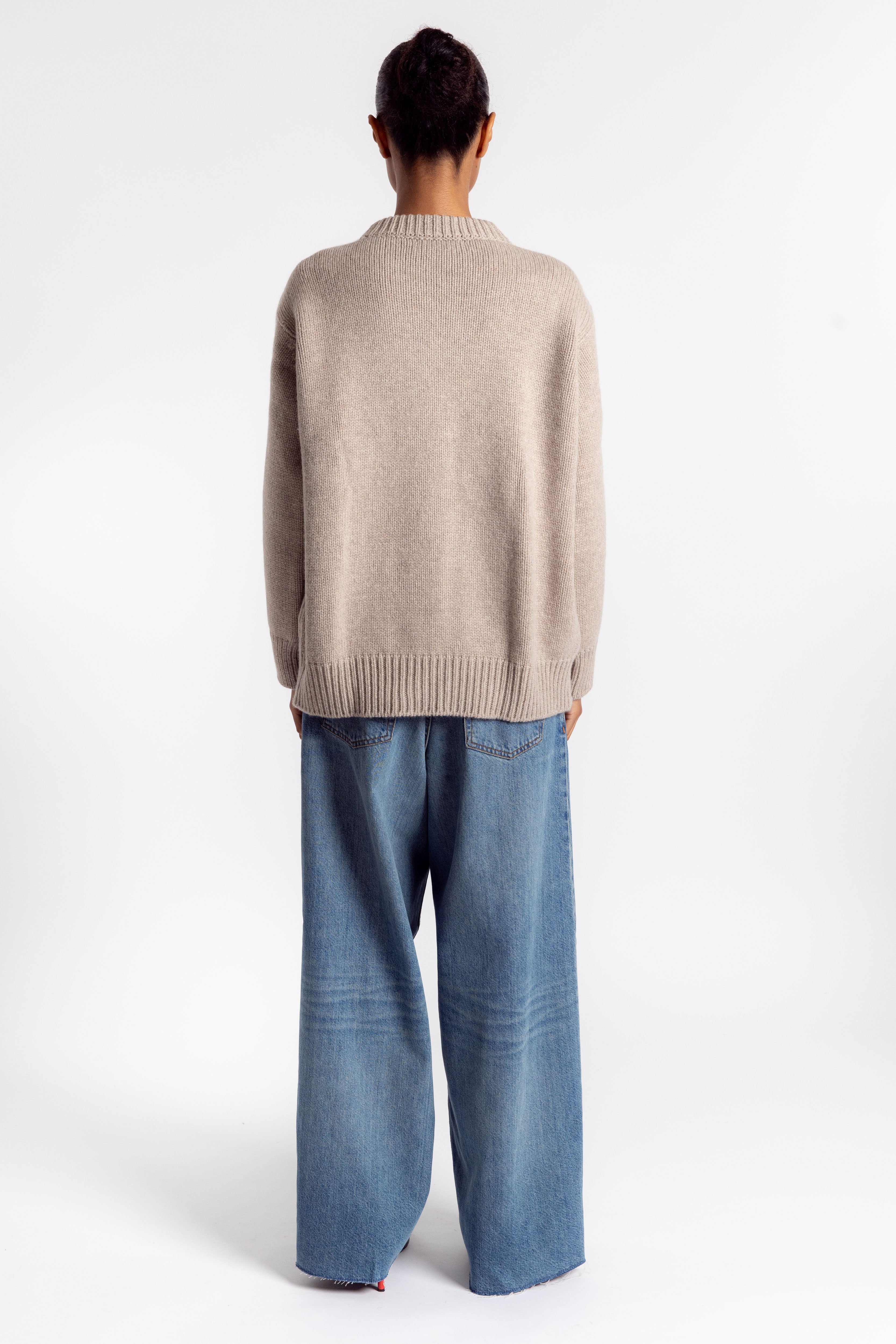 Caragh Chunky Slouch Crewneck - Beige