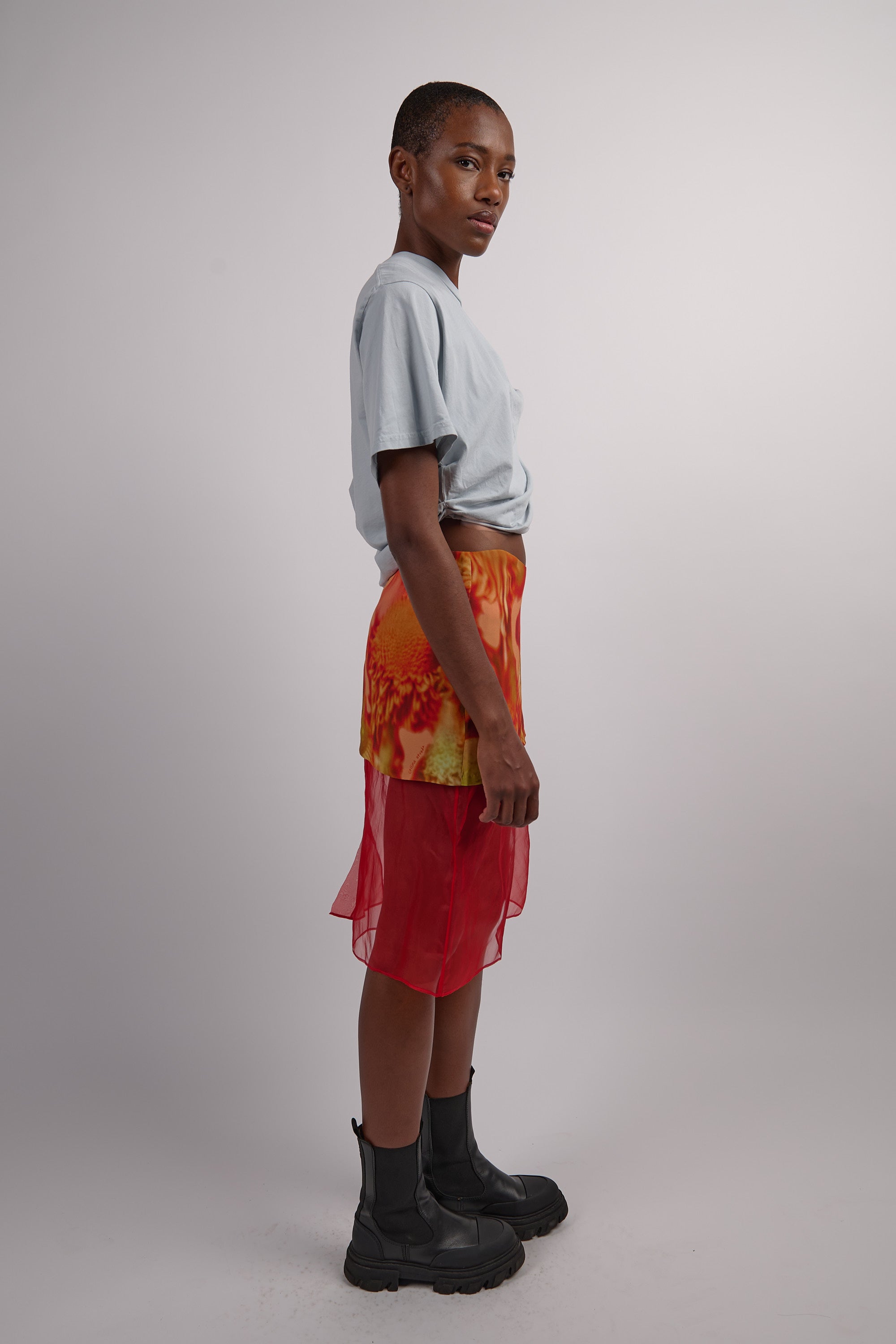 Eva Draped Tee - Dusty Blue
