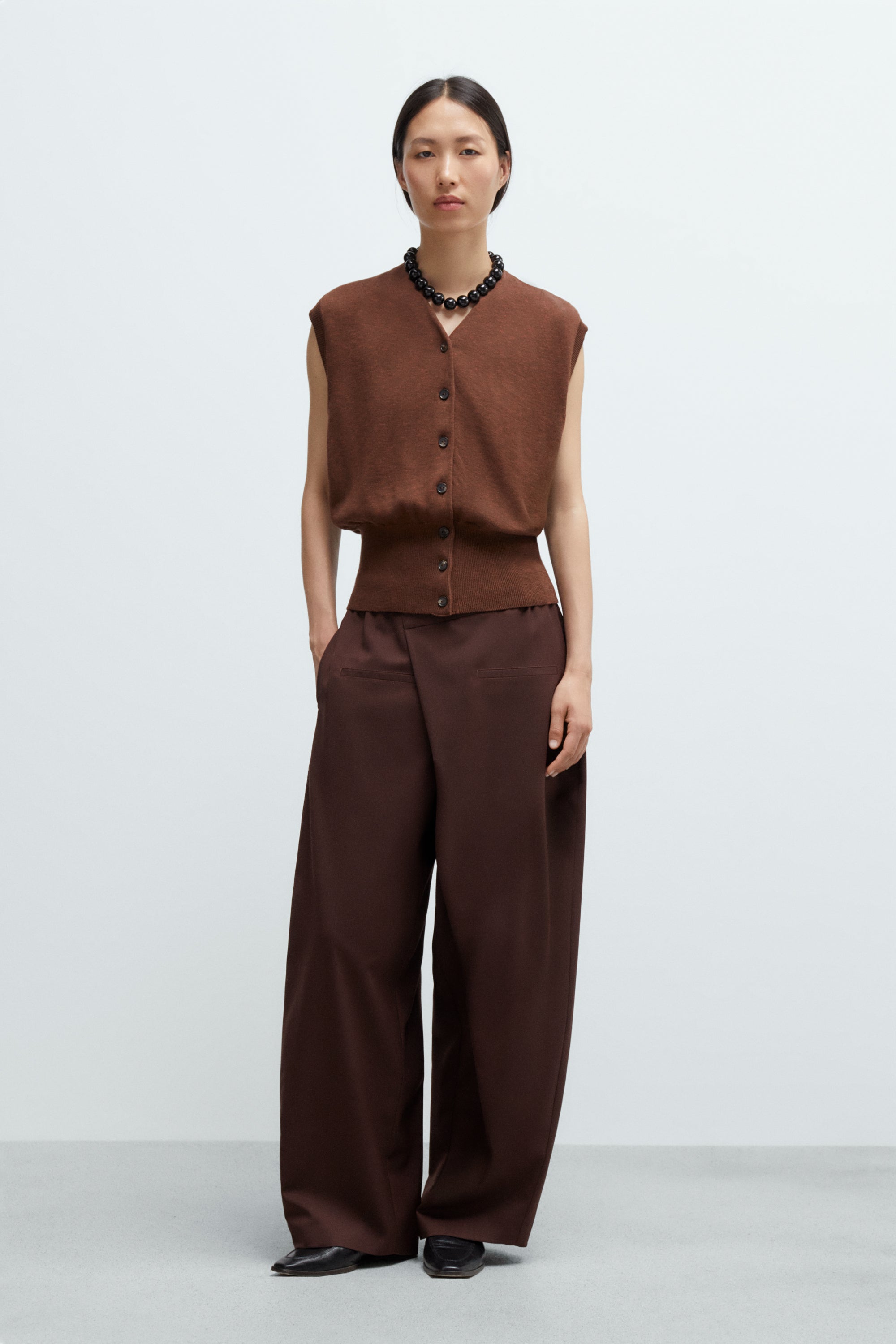 Flecked Cotton Waistcoat - Russet