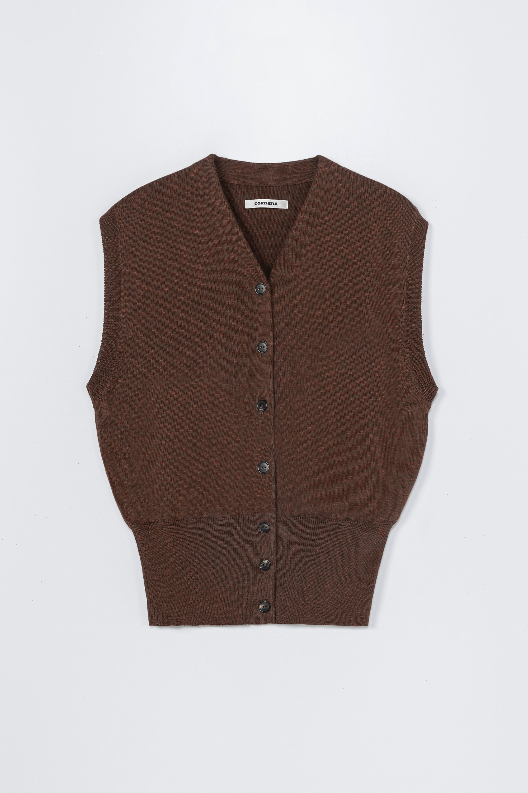 Flecked Cotton Waistcoat - Russet