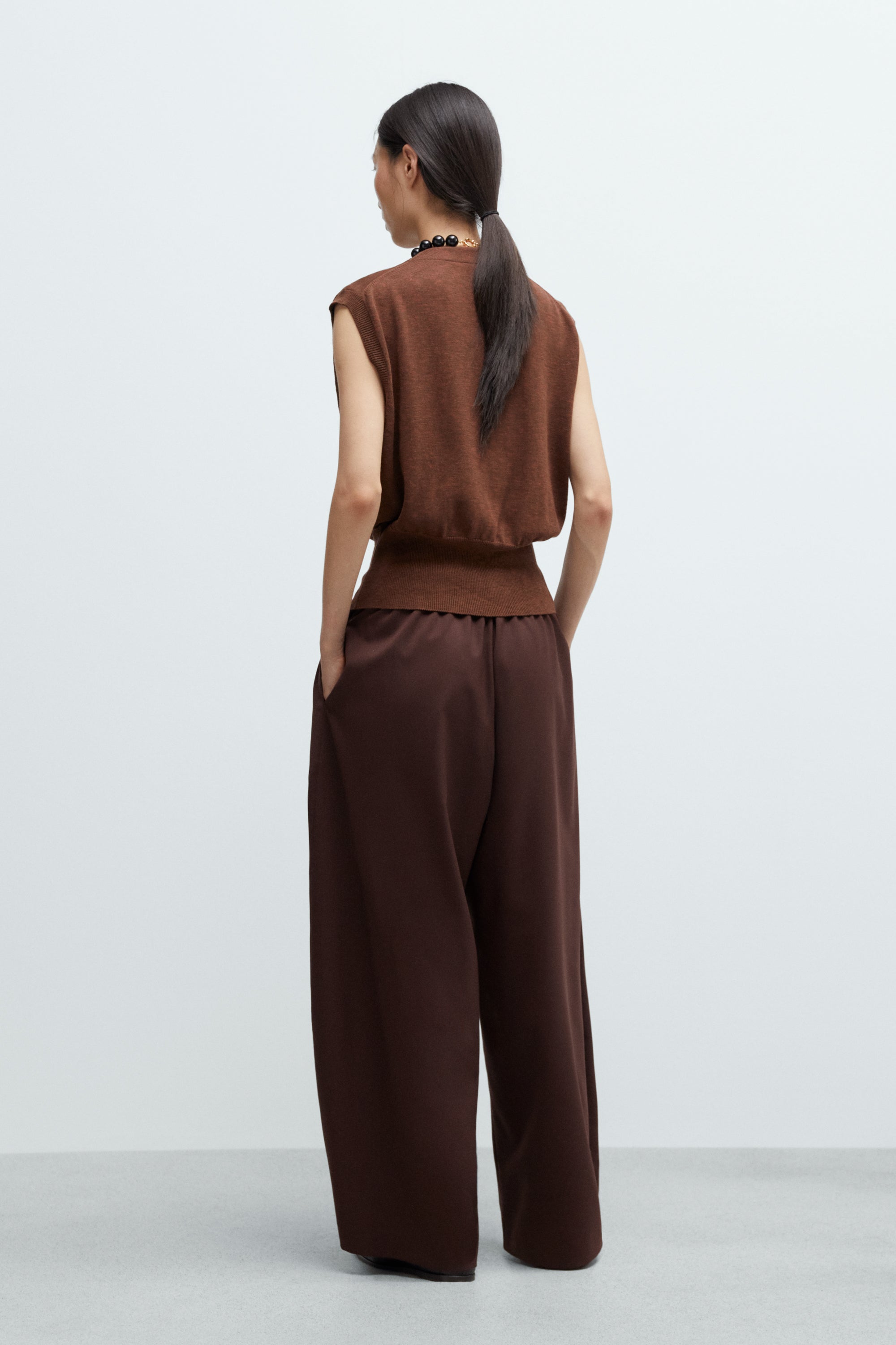 Flecked Cotton Waistcoat - Russet