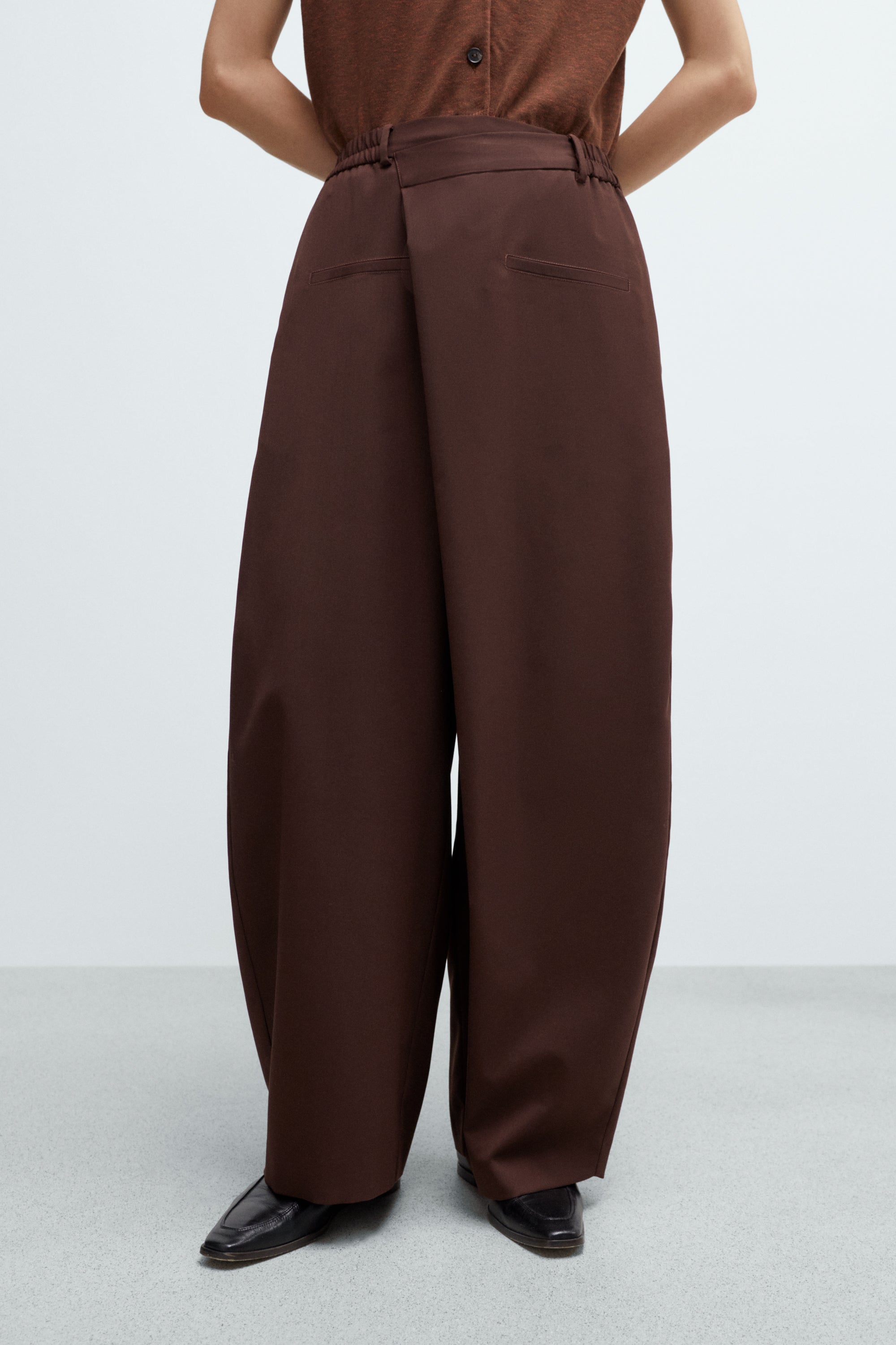 Tailored Crossover Pants - Burgundy