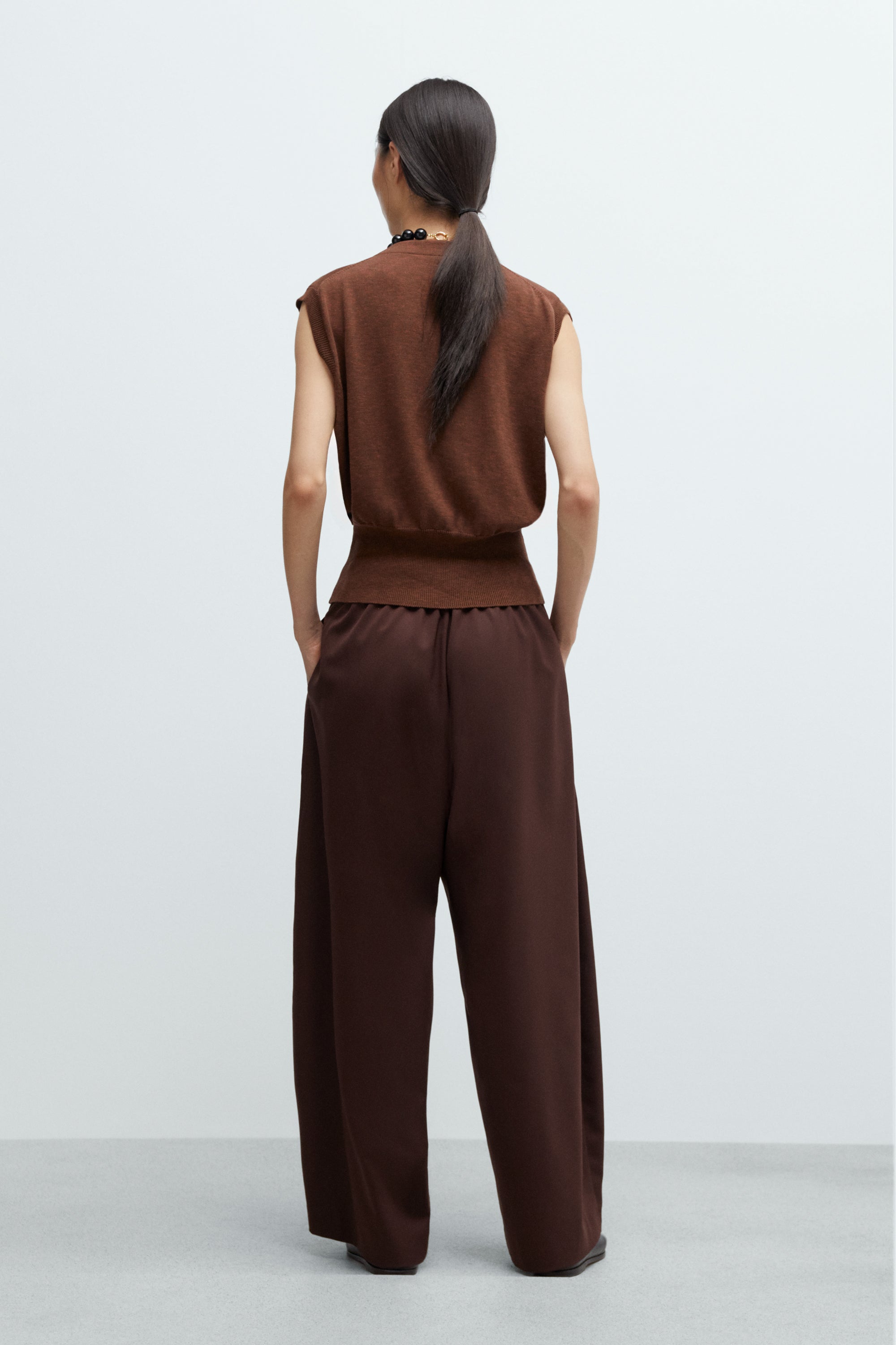 Tailored Crossover Pants - Burgundy