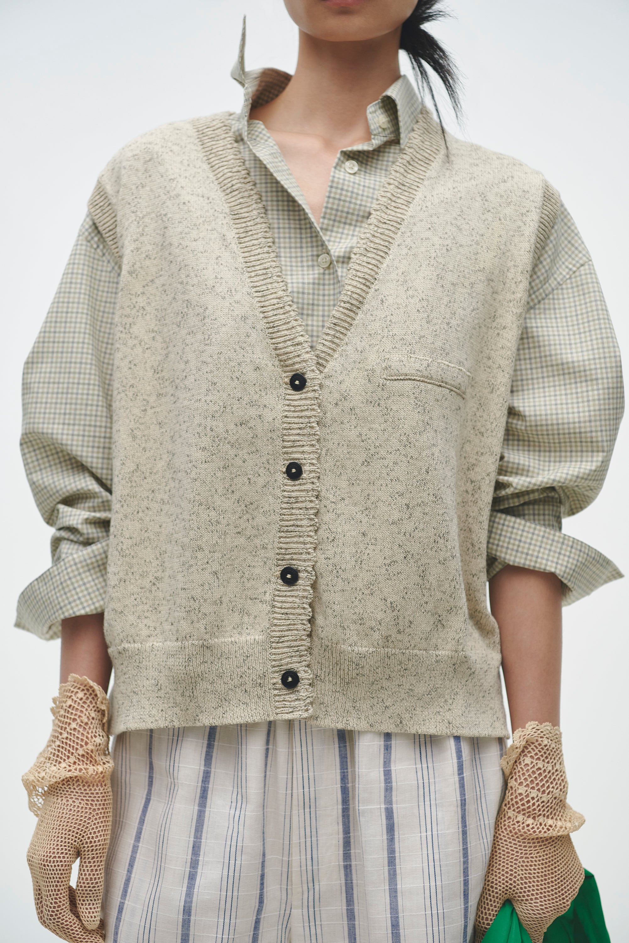Flecked Cotton Waistcoat - Natural