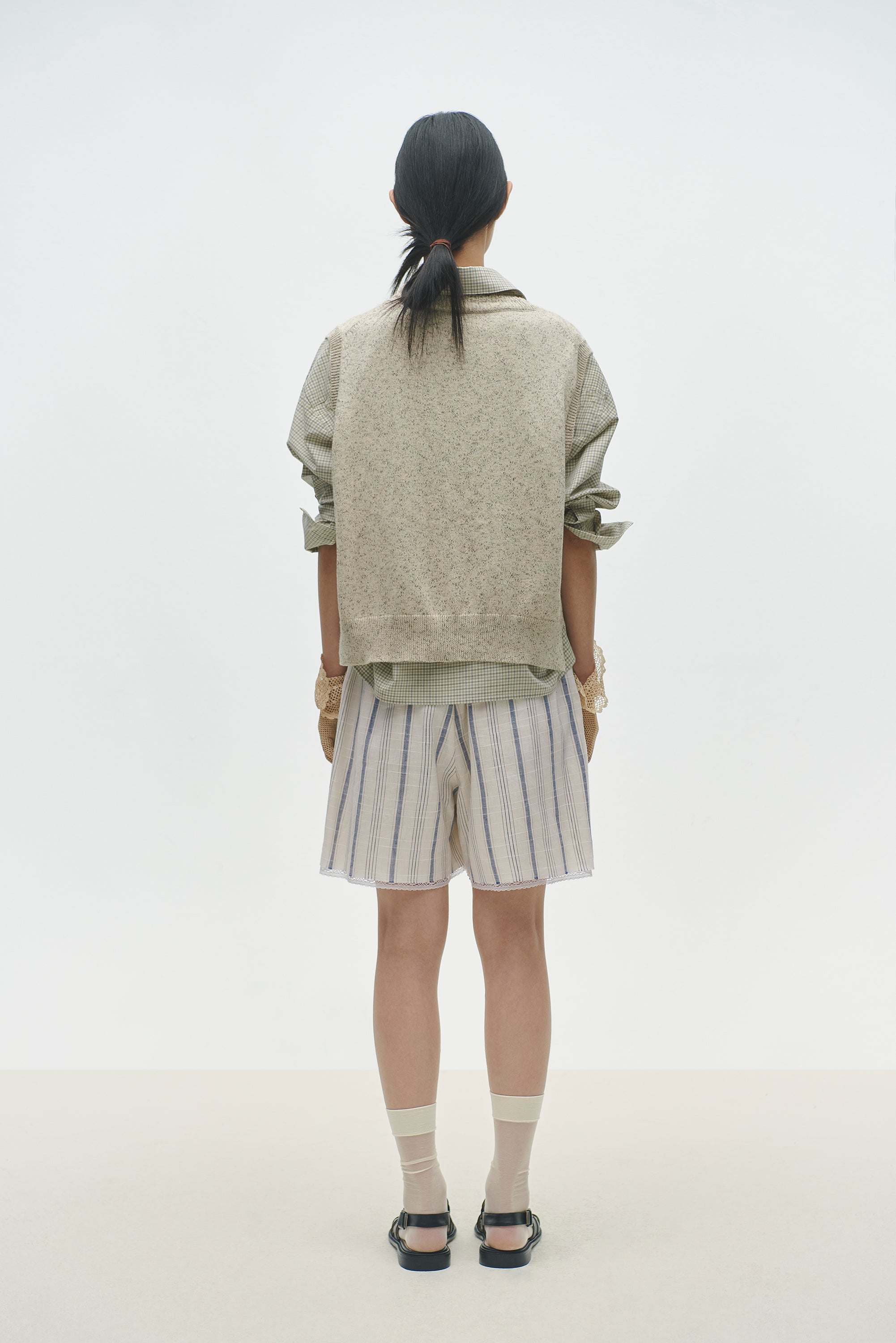 Flecked Cotton Waistcoat - Natural