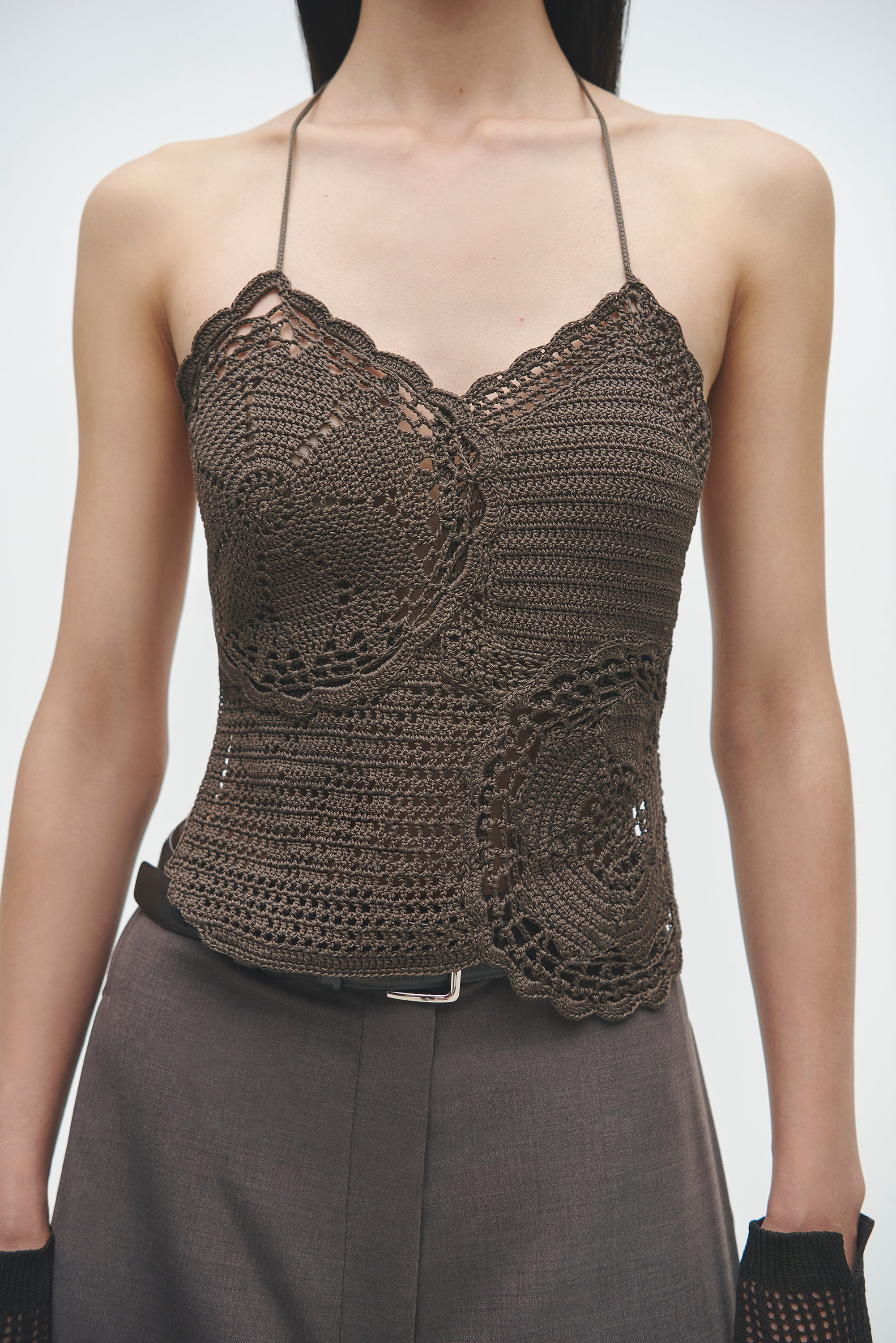 Handmade Crochet Top - Brown