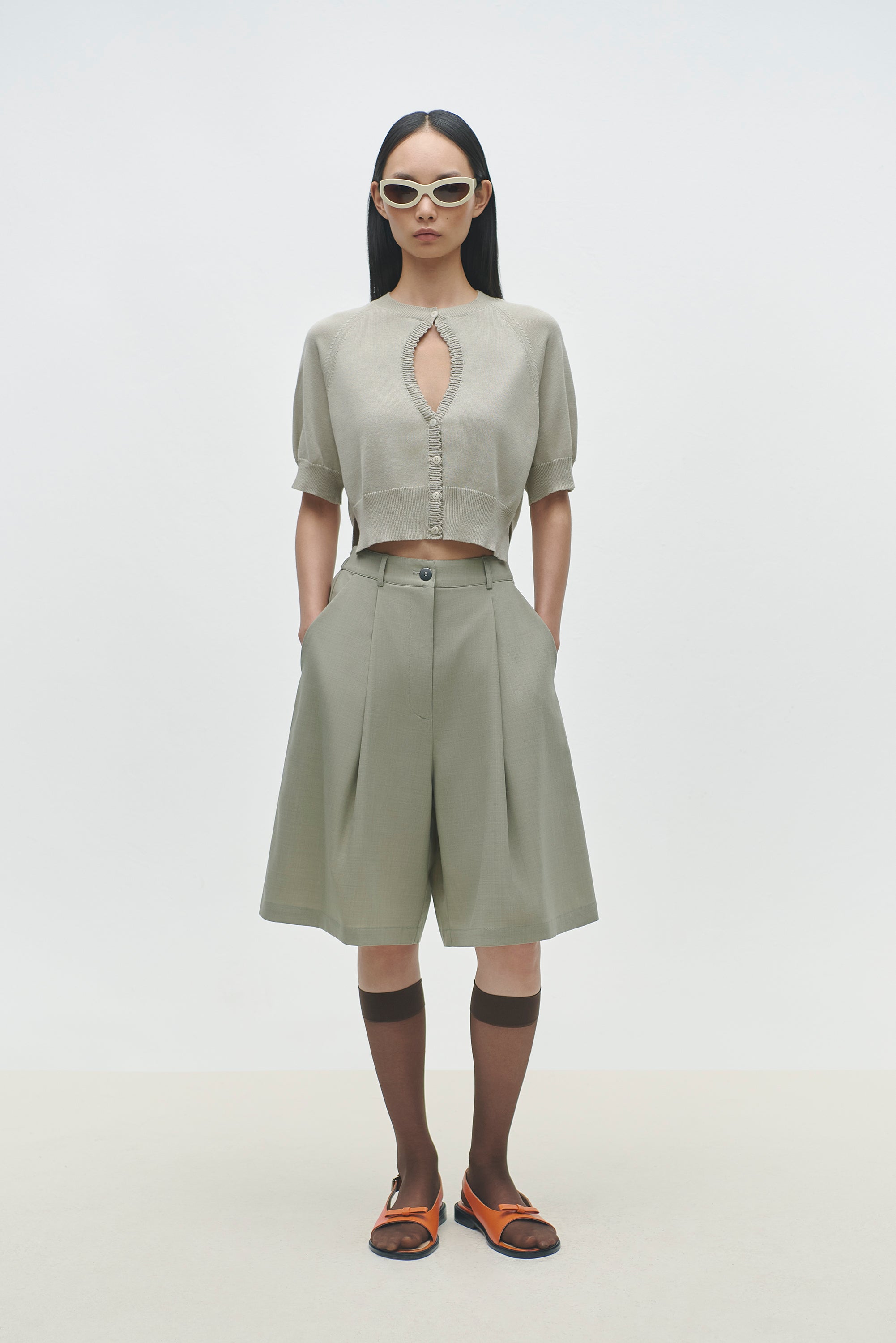 Organic Cotton Cut-Out Top - Pearl Grey