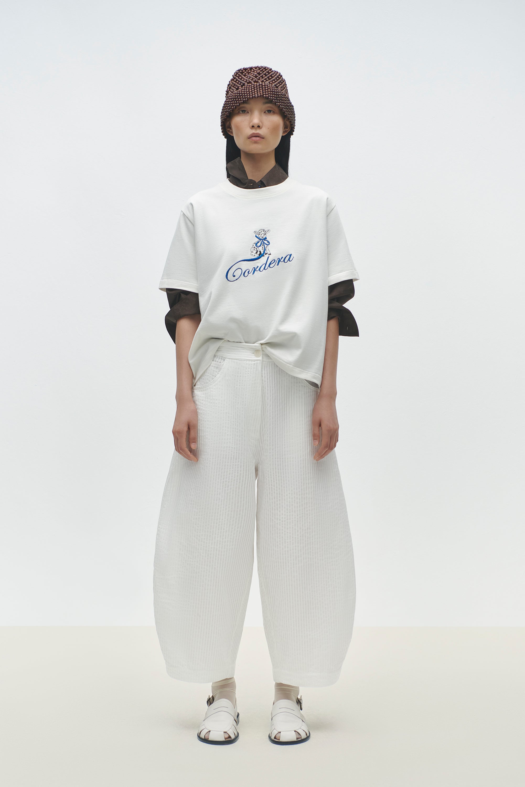 Tubular Curved Pants - White